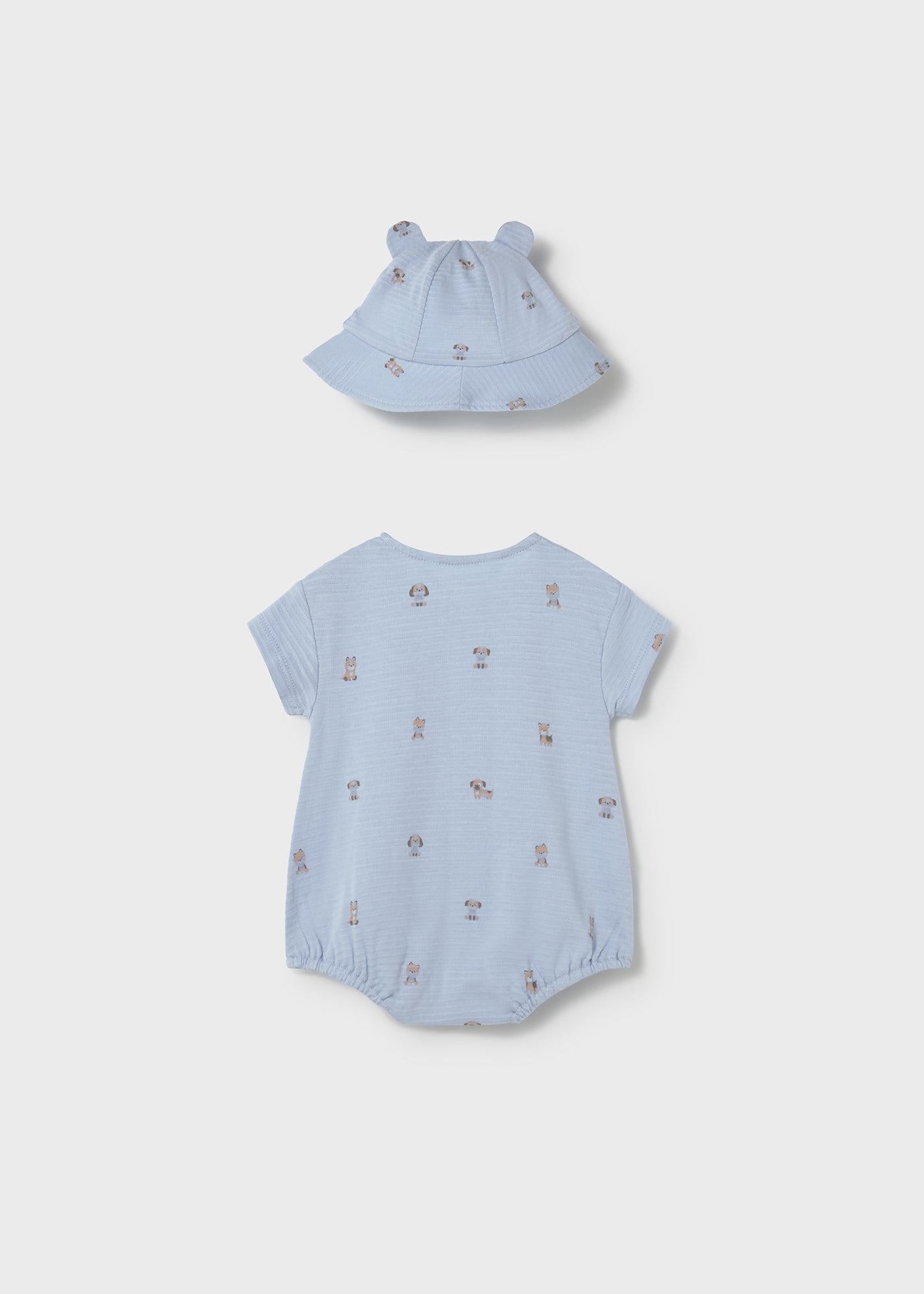 Mayoral Newborn Baby Boy Short Romper and Hat Set, Blue