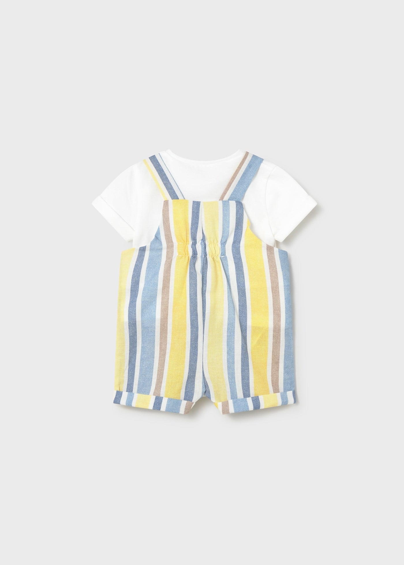 Mayoral Newborn Baby Boy Linen Overalls Set Yellow