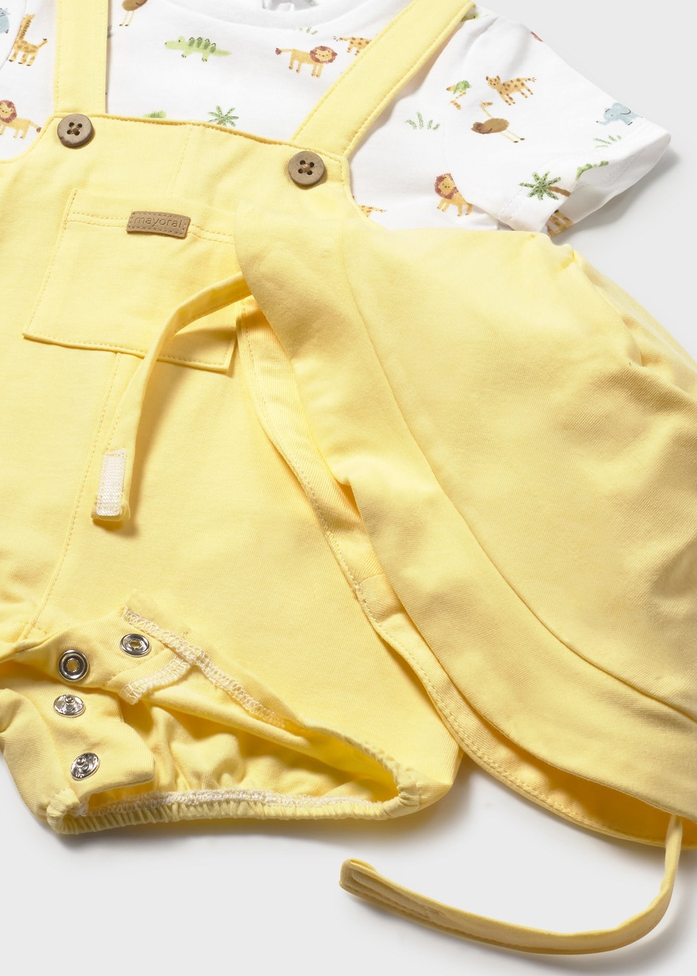 Mayoral Newborn Baby Boy Shorts, Overalls and Hat Set, Yellow