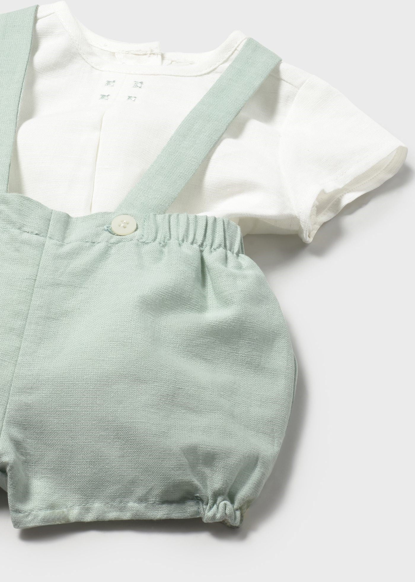Mayoral Newborn Baby Boy Linen Jumpsuit Set Green