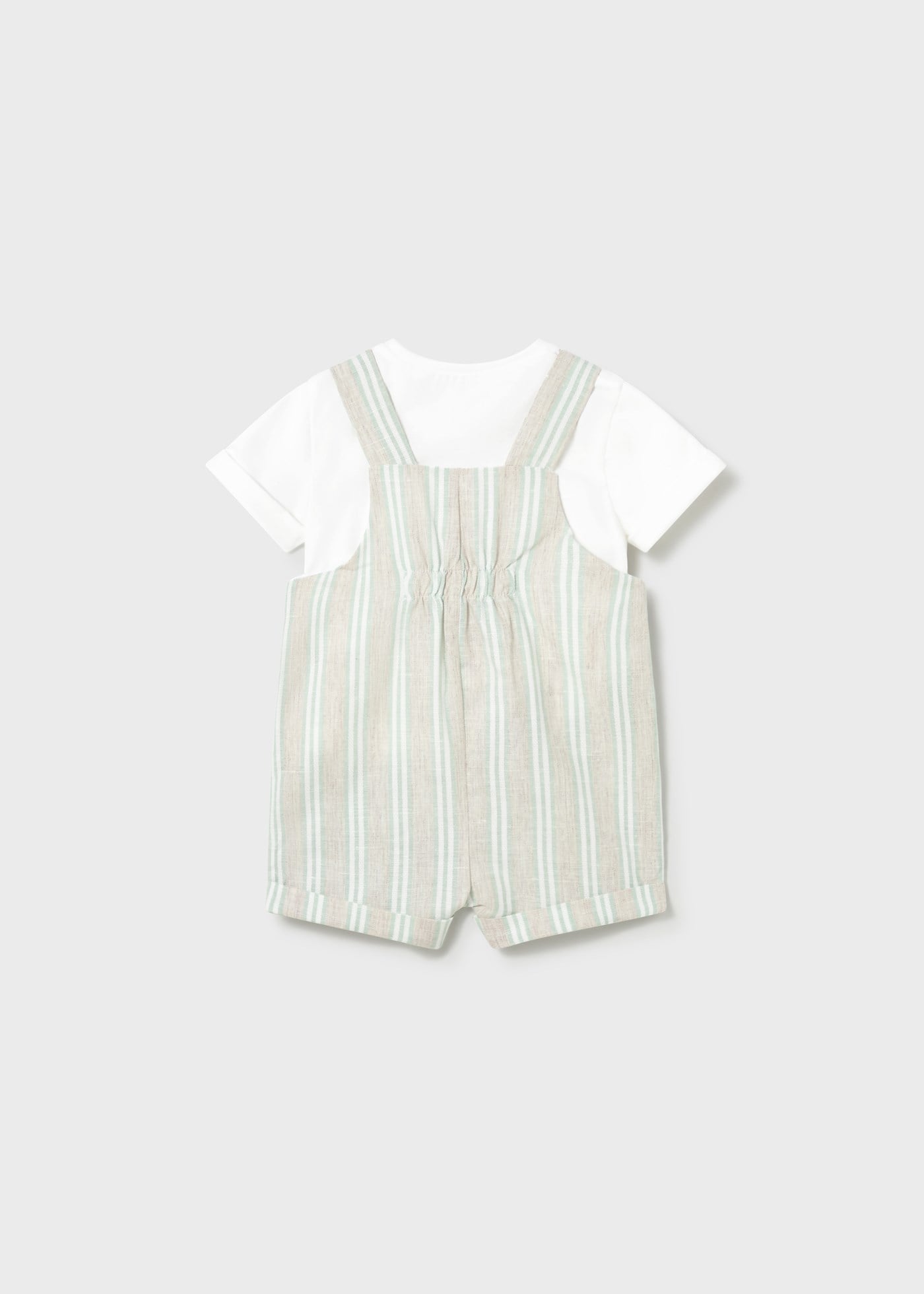 Mayoral Newborn Baby Boy Linen Overalls Set Beige