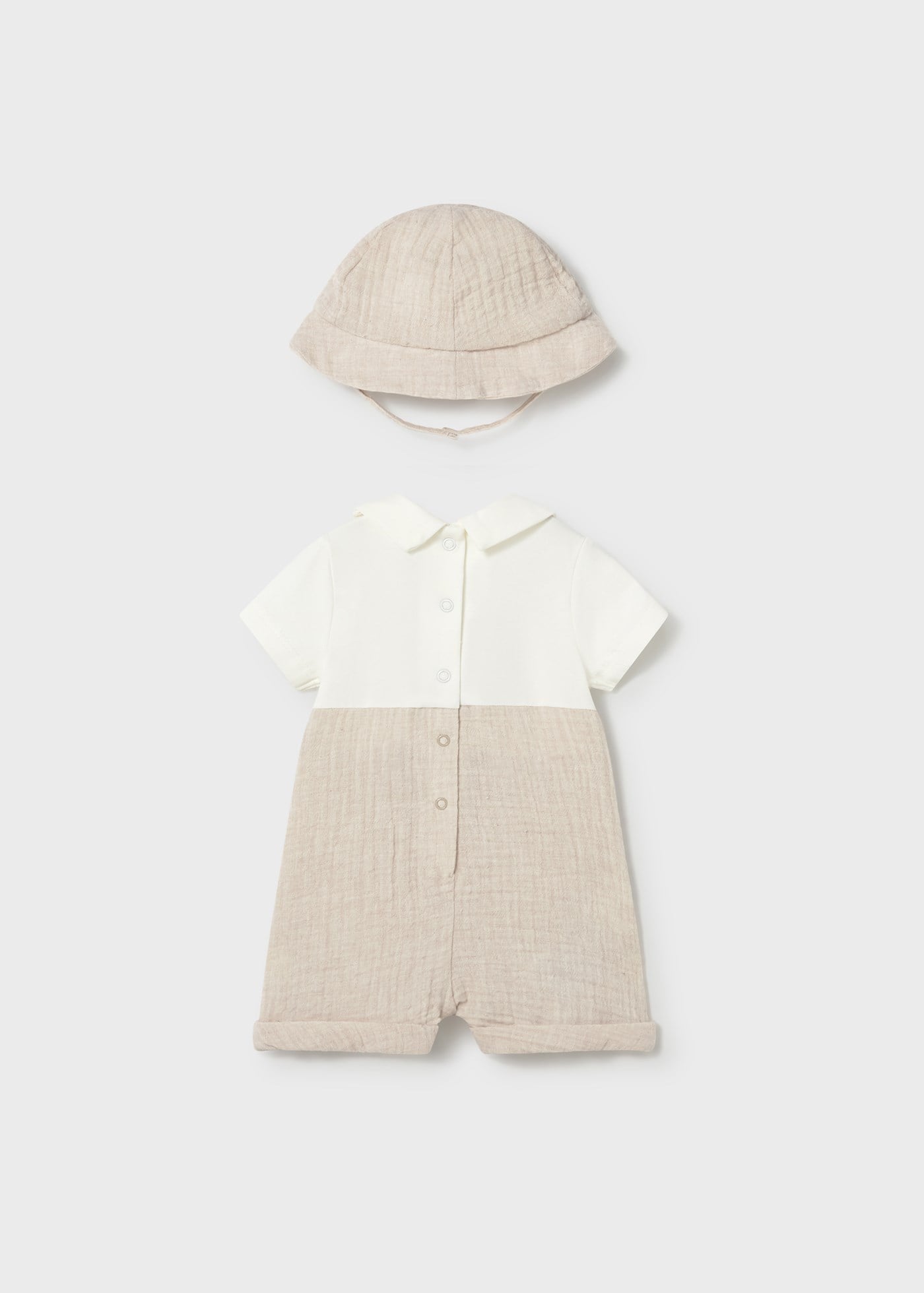 Mayoral Newborn Baby Boy Muslin Shorts Overalls Beige