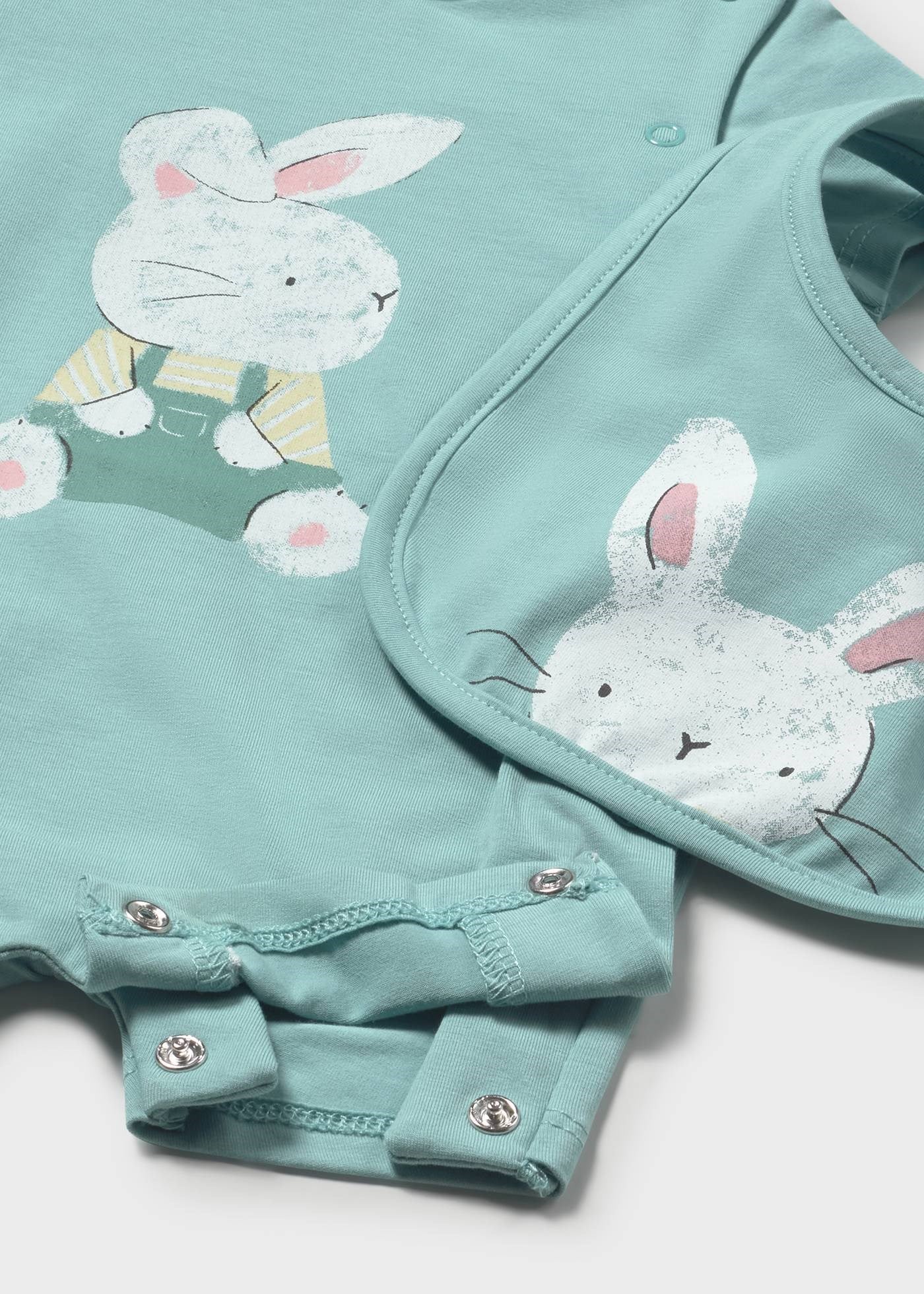 Mayoral Newborn Baby Boy Cotton Romper and Bib Set, Green