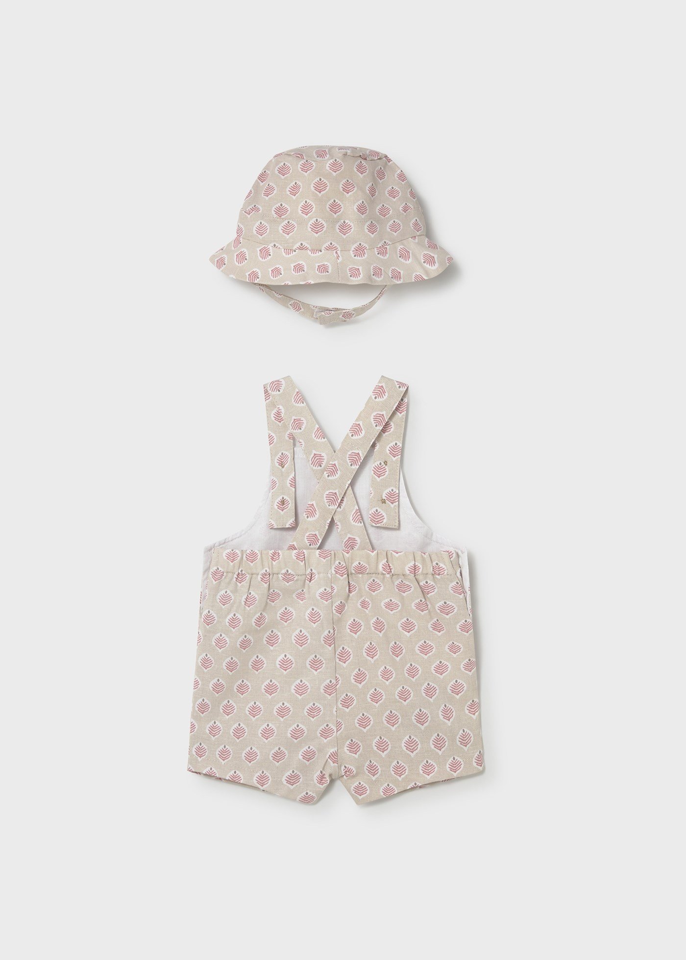 Mayoral Newborn Baby Boy Overalls and Hat Set, Beige