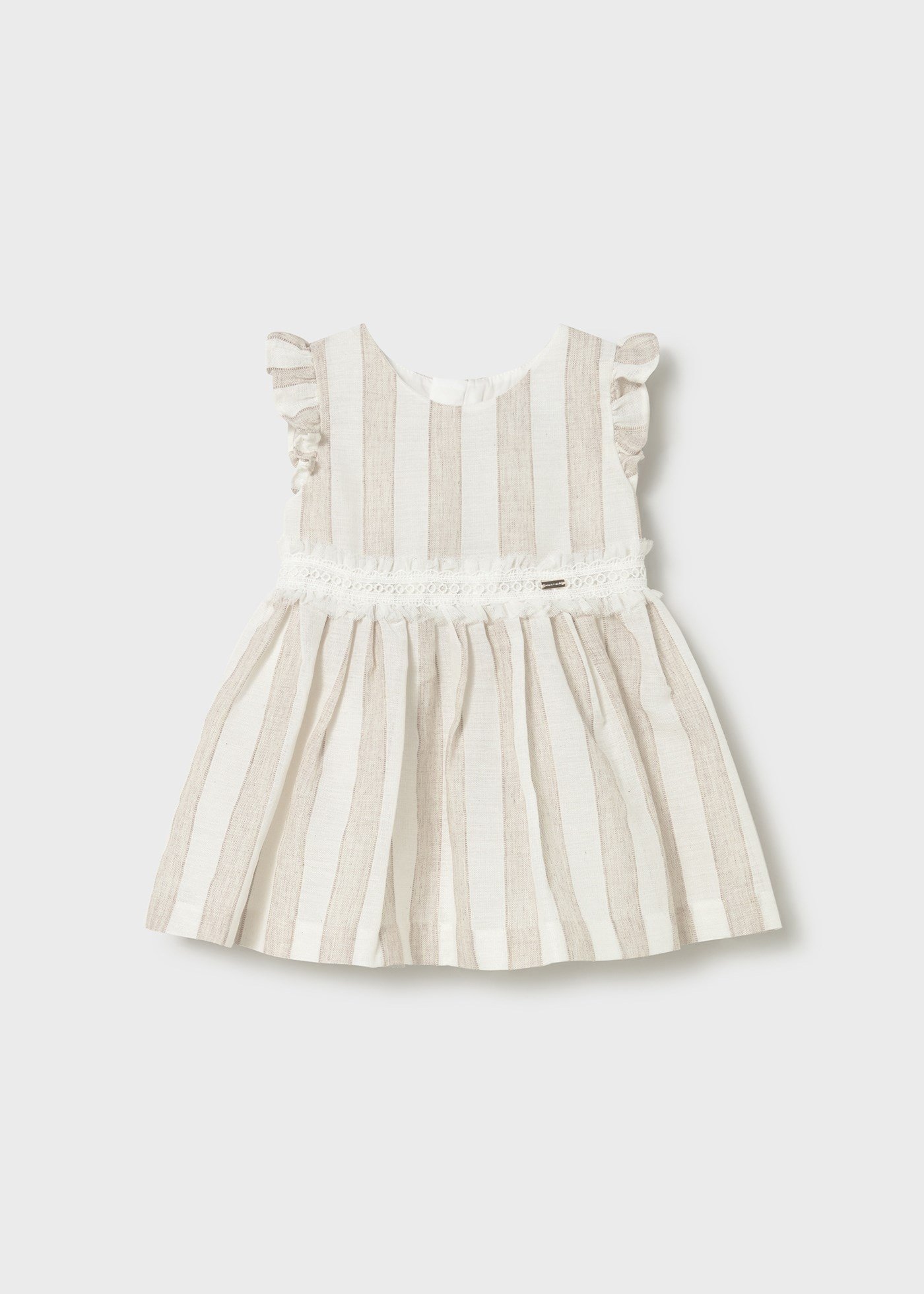 Mayoral Baby Girl Striped Linen Dress Cream