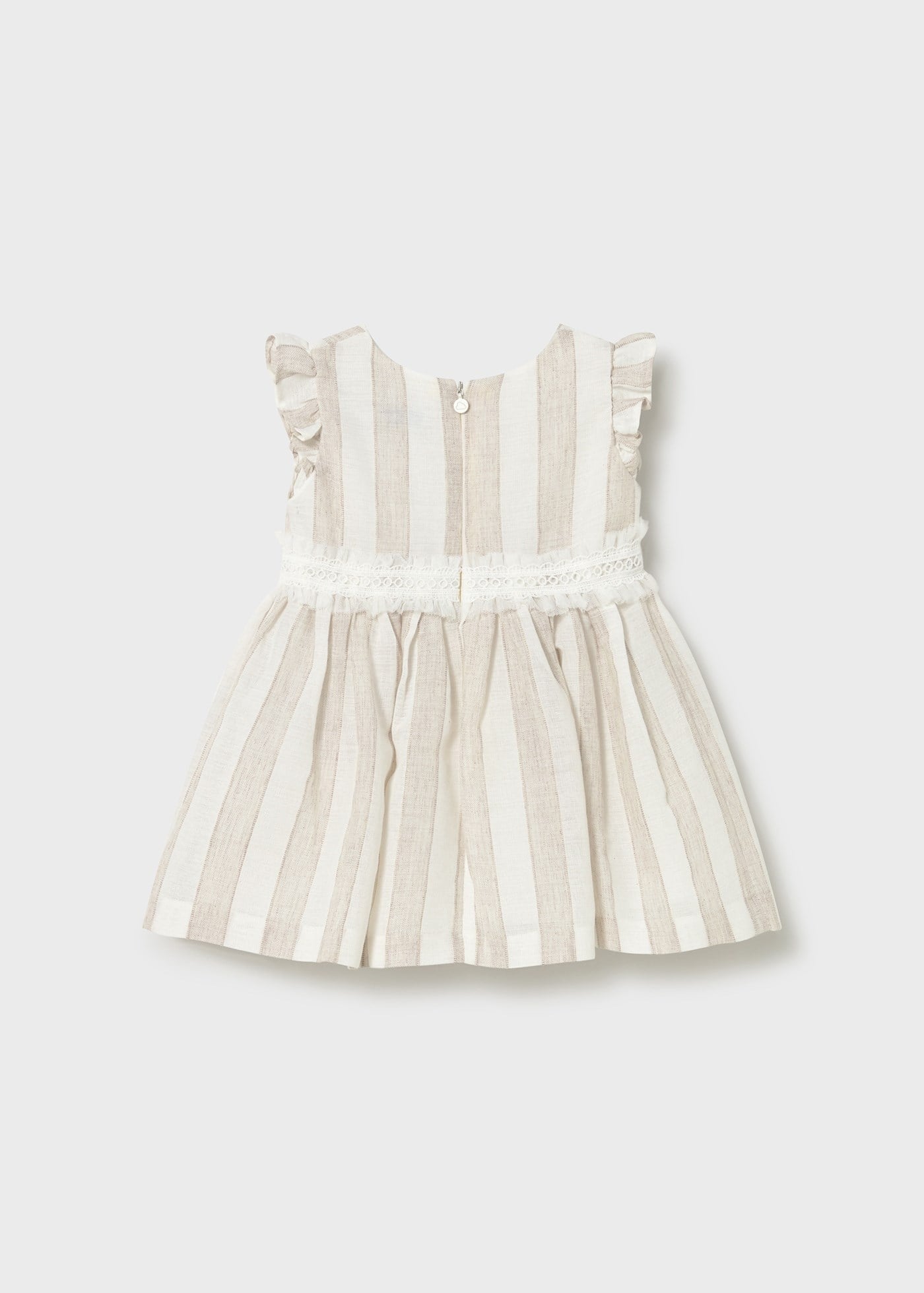 Mayoral Baby Girl Striped Linen Dress Cream
