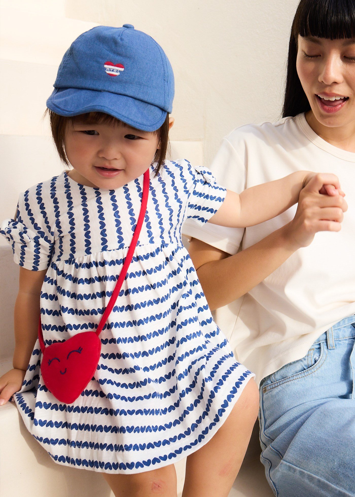 Mayoral Baby Girl Cotton Dress with Bag, Navy Blue