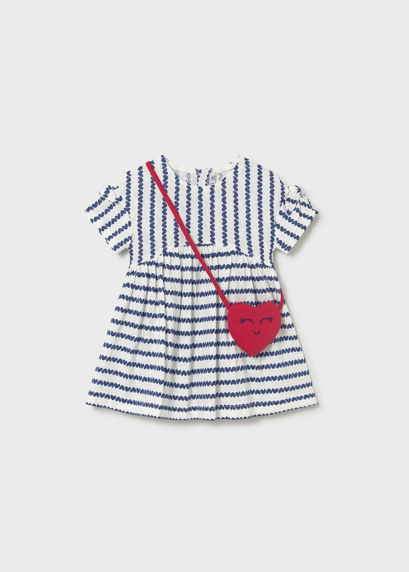 Mayoral Baby Girl Cotton Dress with Bag, Navy Blue