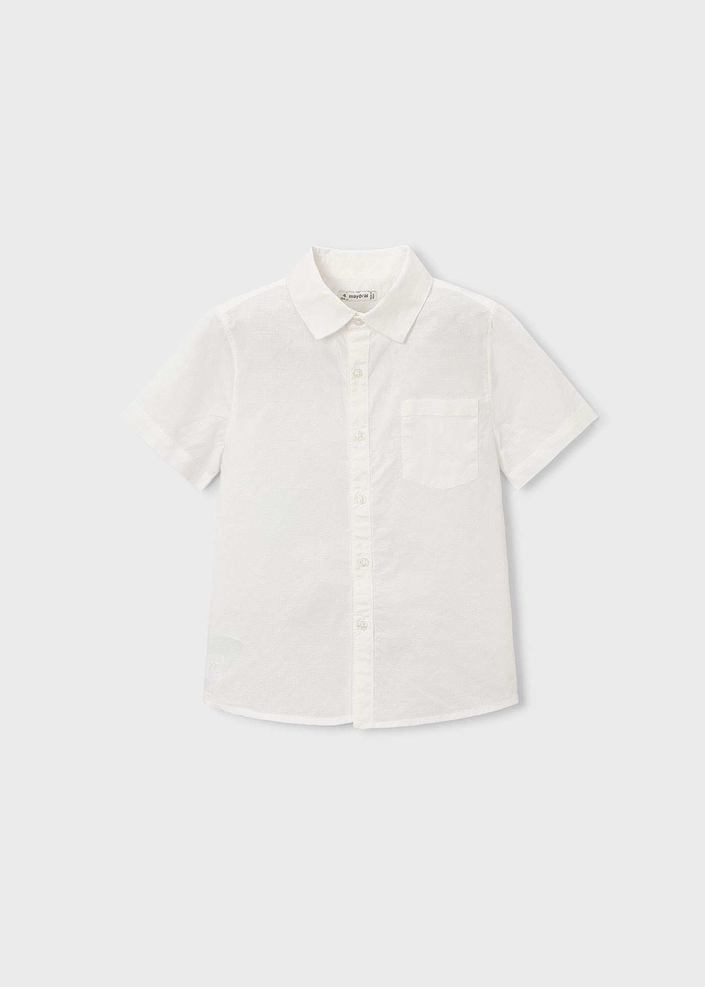 Mayoral Boys' Short-Sleeve Linen Shirt, Cream