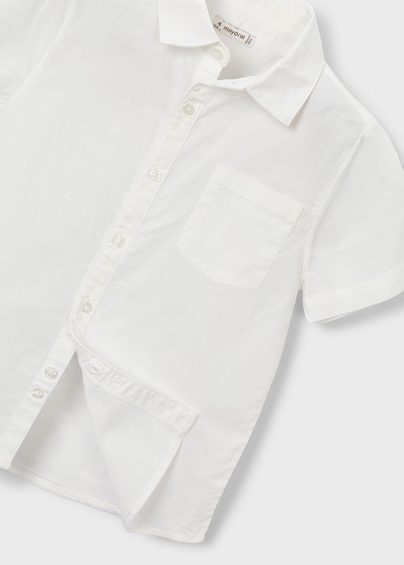 Mayoral Boys' Short-Sleeve Linen Shirt, Cream