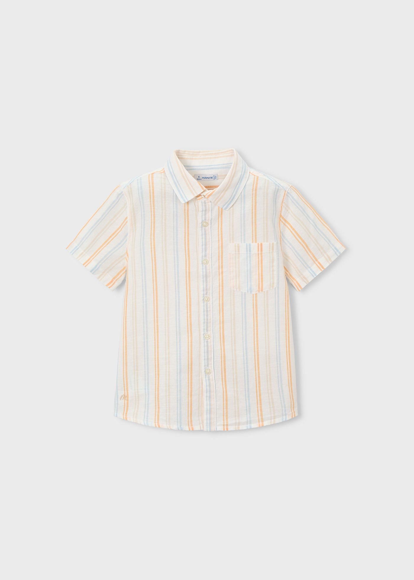 Mayoral Boys' Short-Sleeve Linen Shirt Orange
