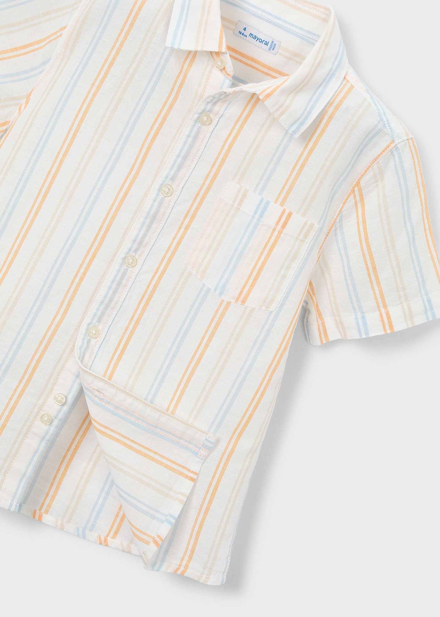 Mayoral Boys' Short-Sleeve Linen Shirt Orange