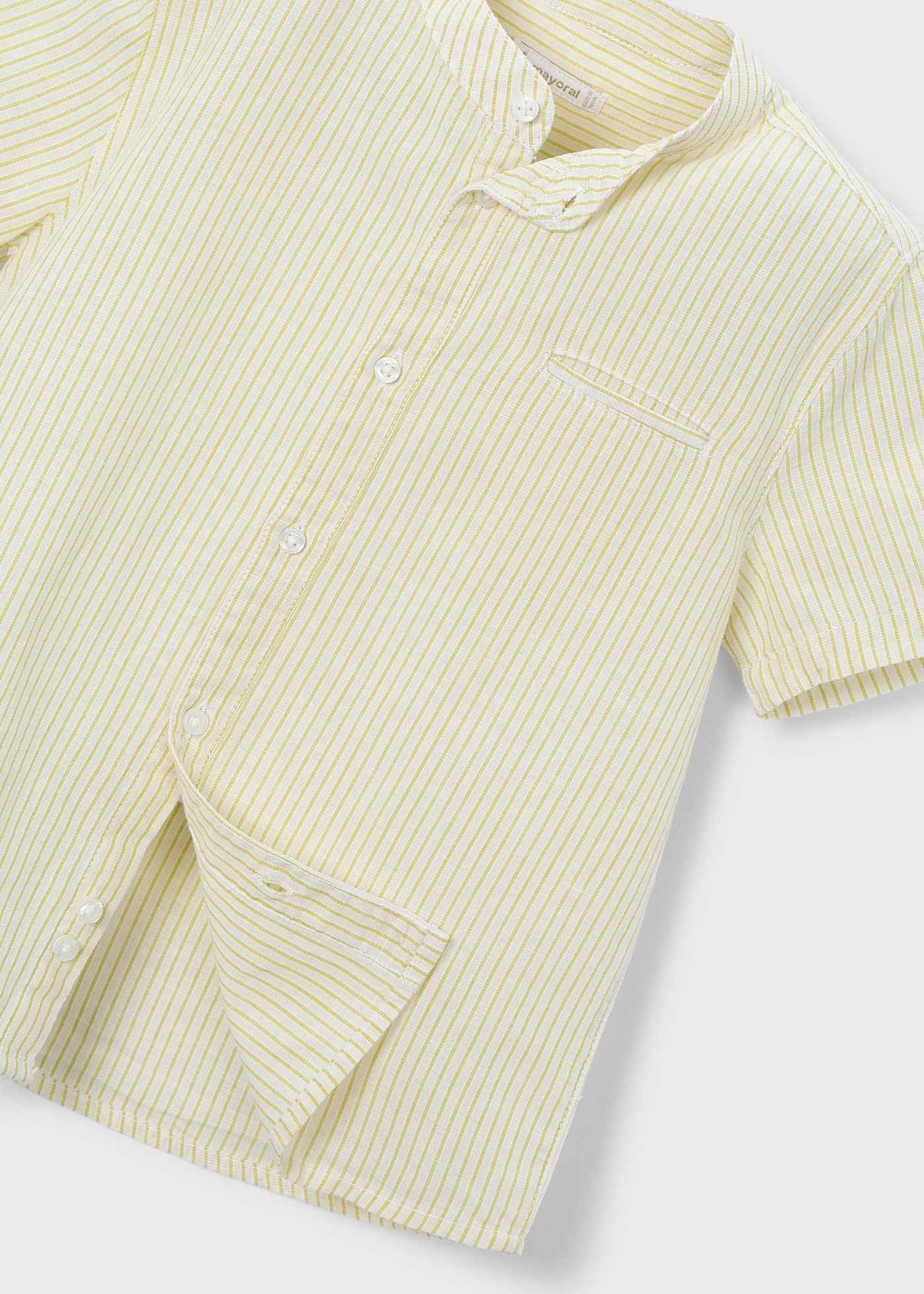 Mayoral Boys' Mandarin Collar Linen Shirt Yellow