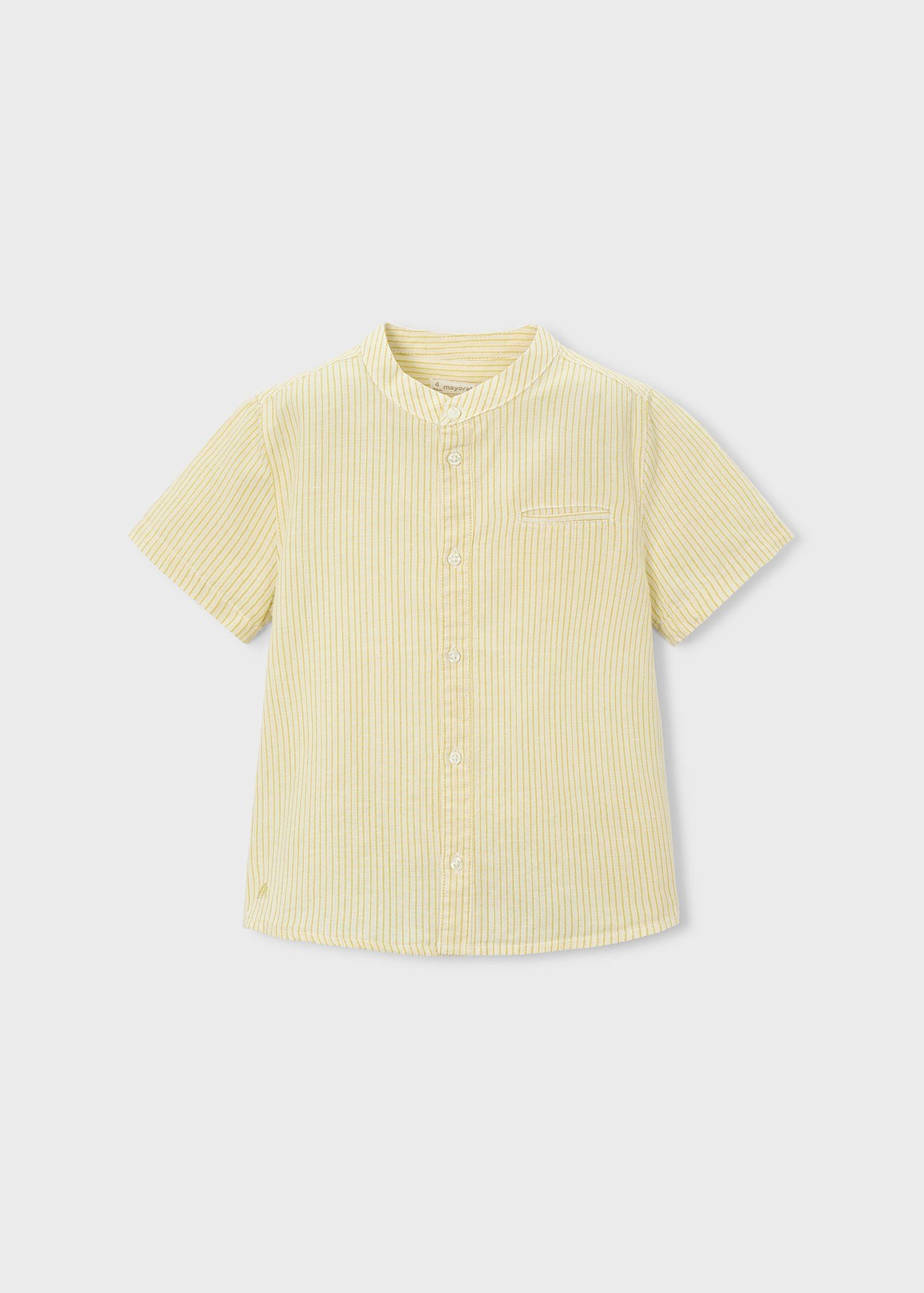 Mayoral Boys' Mandarin Collar Linen Shirt Yellow