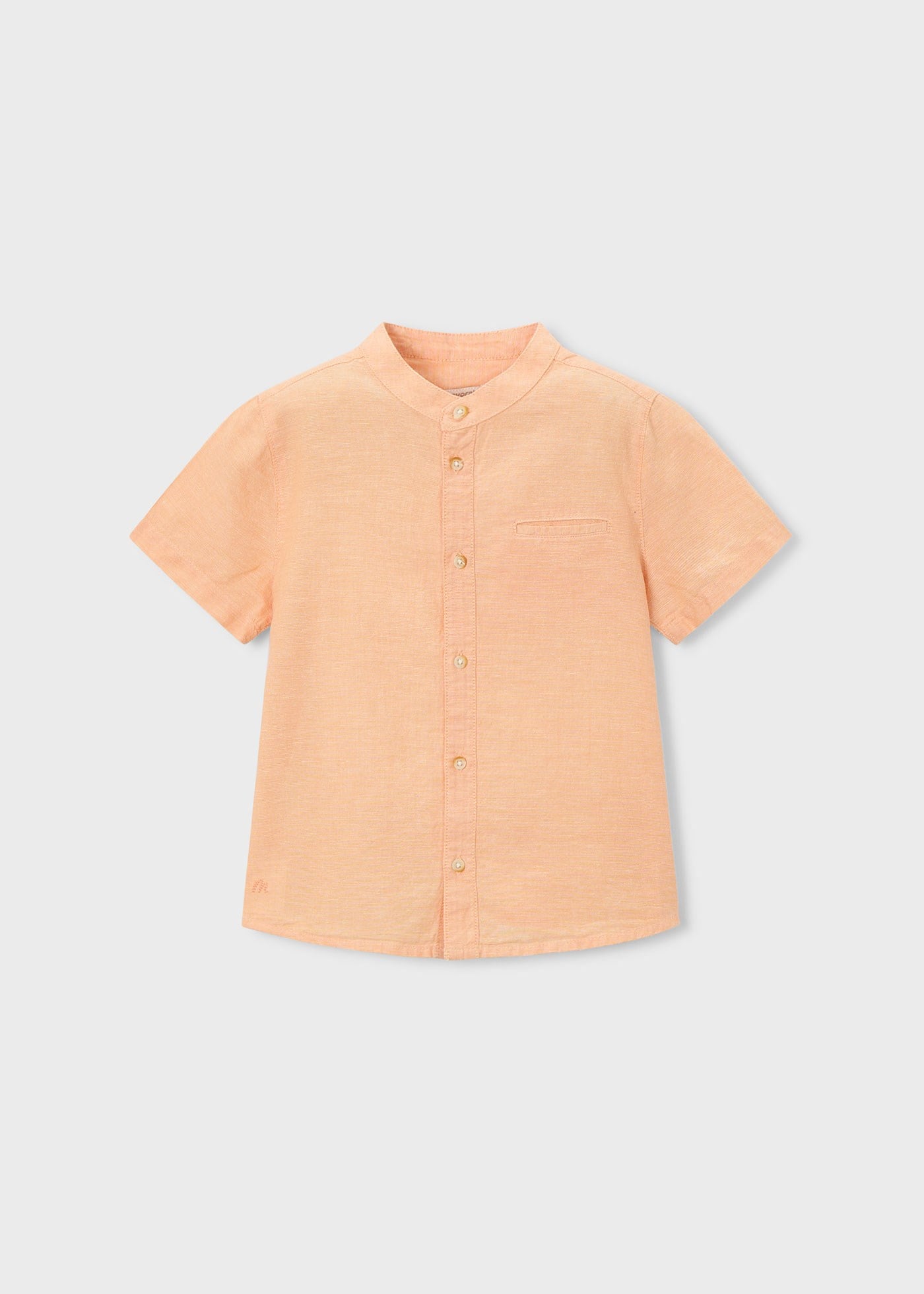 Mayoral Boys' Mandarin Collar Linen Shirt Orange