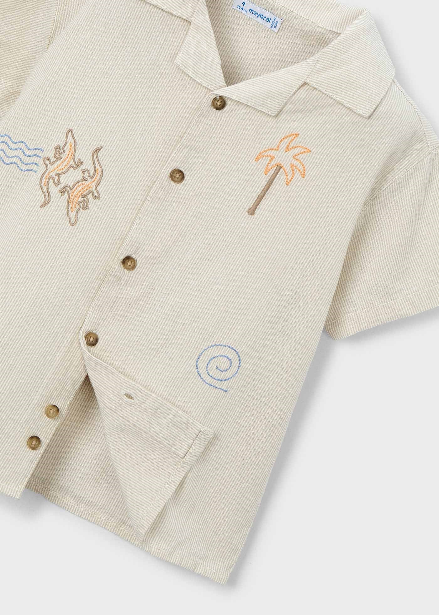 Mayoral Boys' Short-Sleeve Shirt Beige