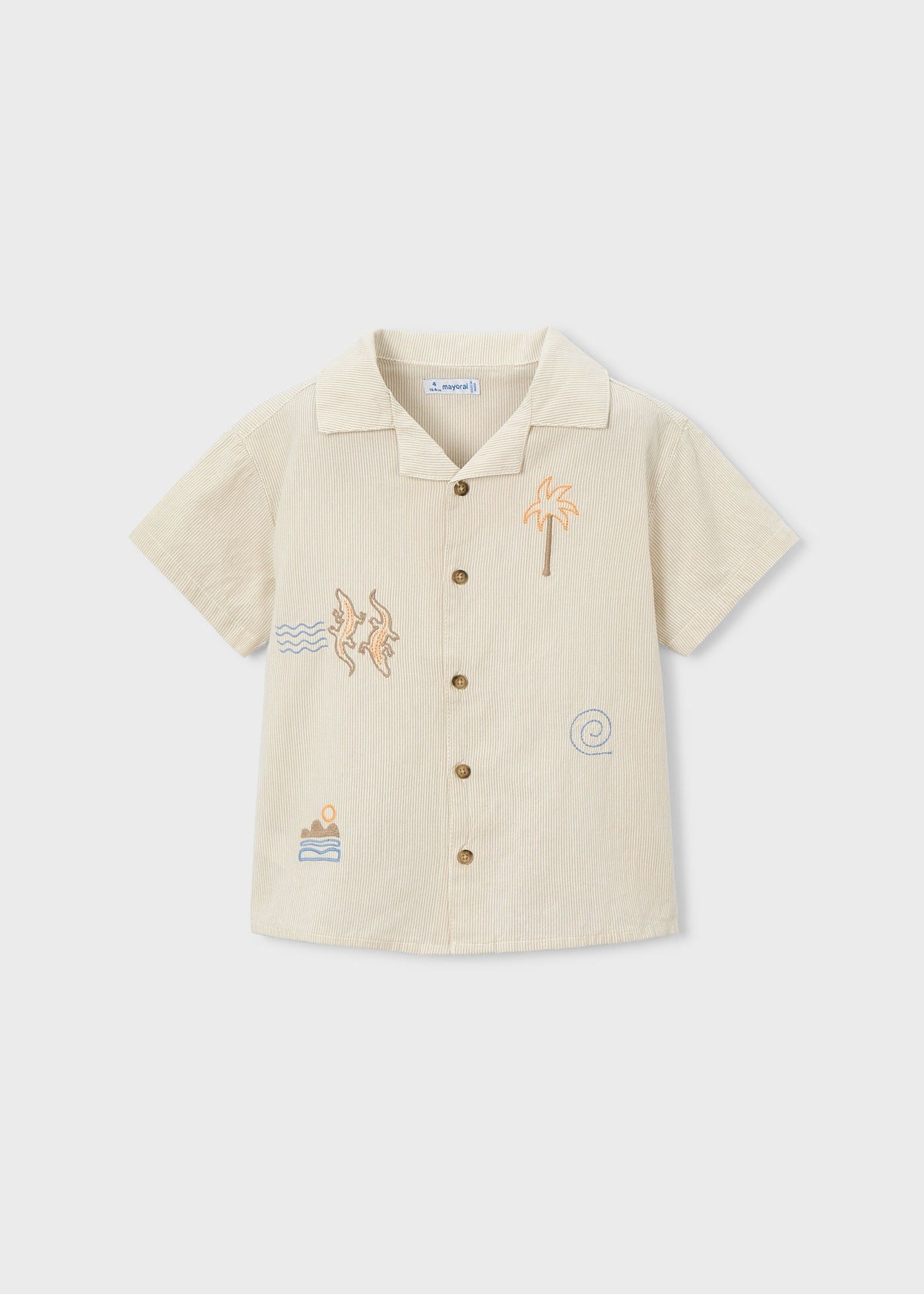 Mayoral Boys' Short-Sleeve Shirt Beige