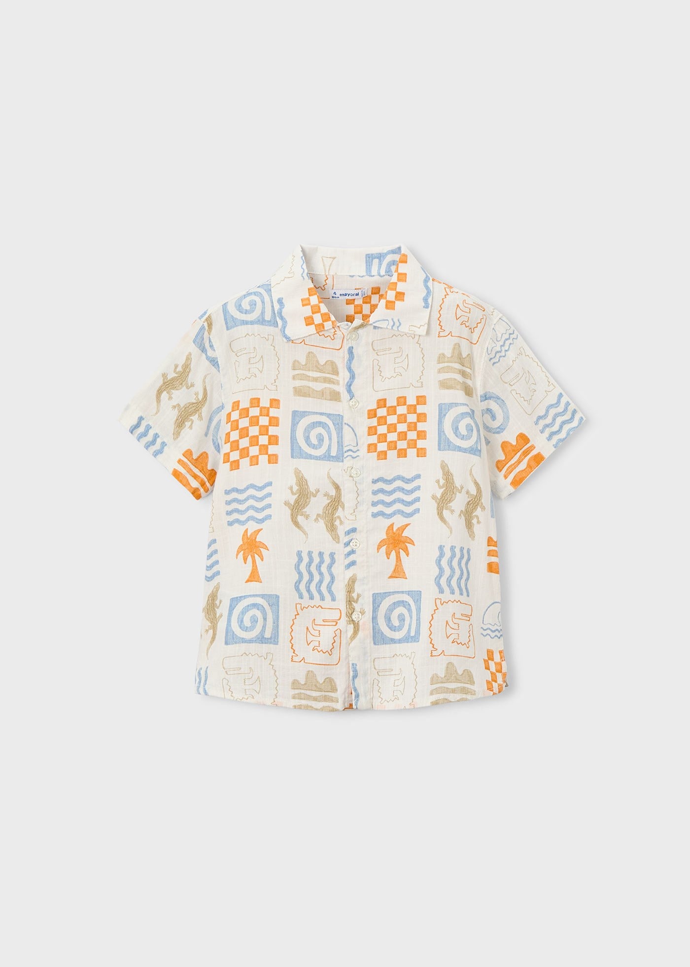 Mayoral Boys' Short-Sleeve Printed Shirt Orange
