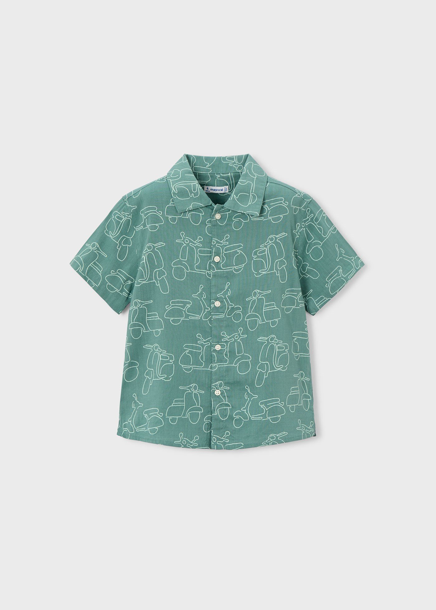 Mayoral Boys' Short-Sleeve Printed Shirt Green