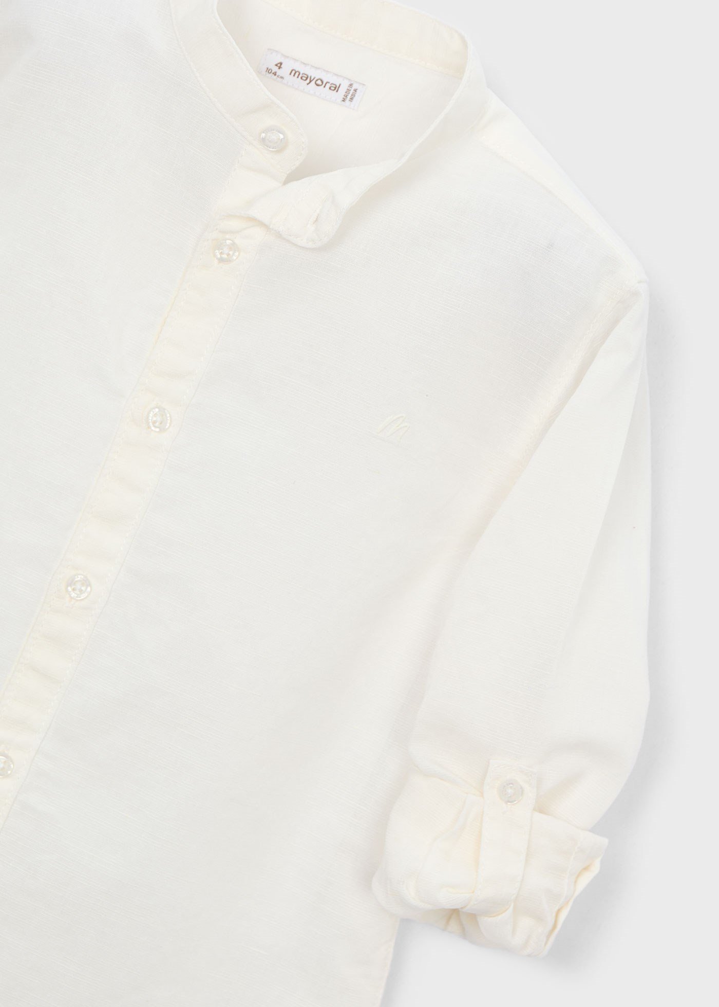 Mayoral Boys' Mandarin Collar Long-Sleeve Shirt Cream