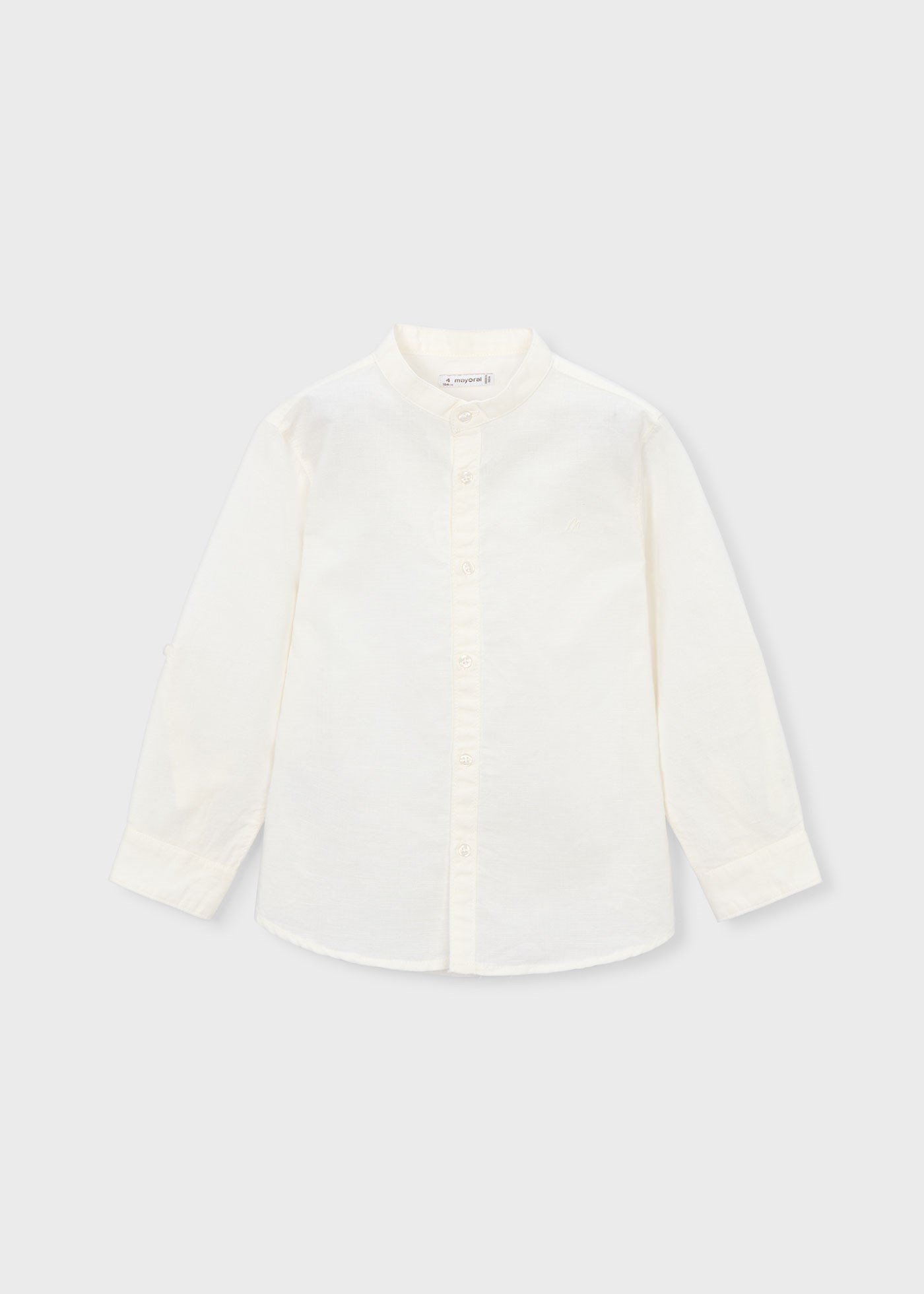 Mayoral Boys' Mandarin Collar Long-Sleeve Shirt Cream