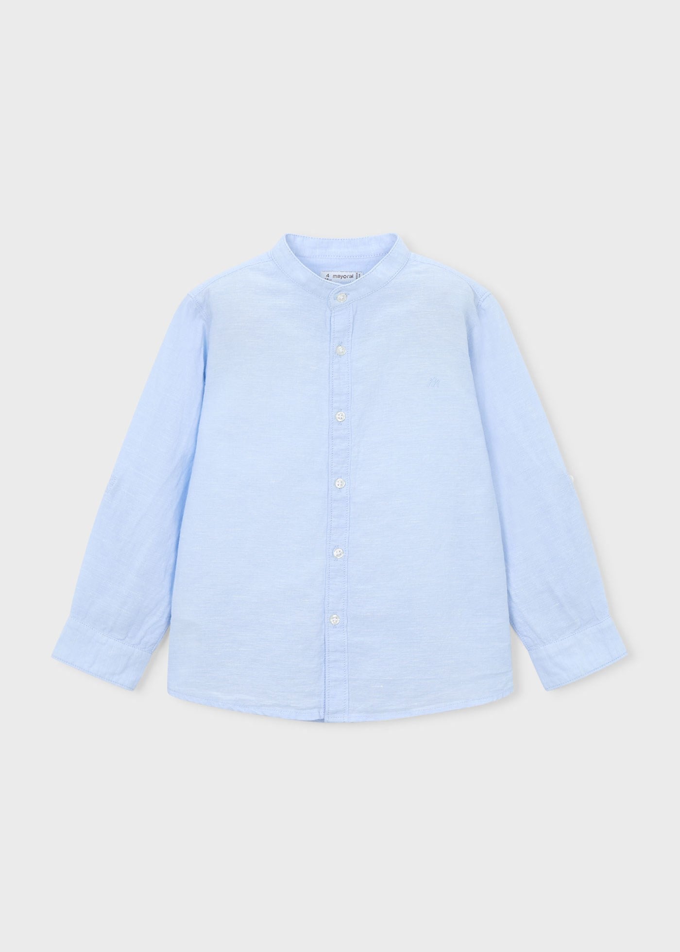 Mayoral Boys' Mandarin Collar Long-Sleeve Shirt Blue