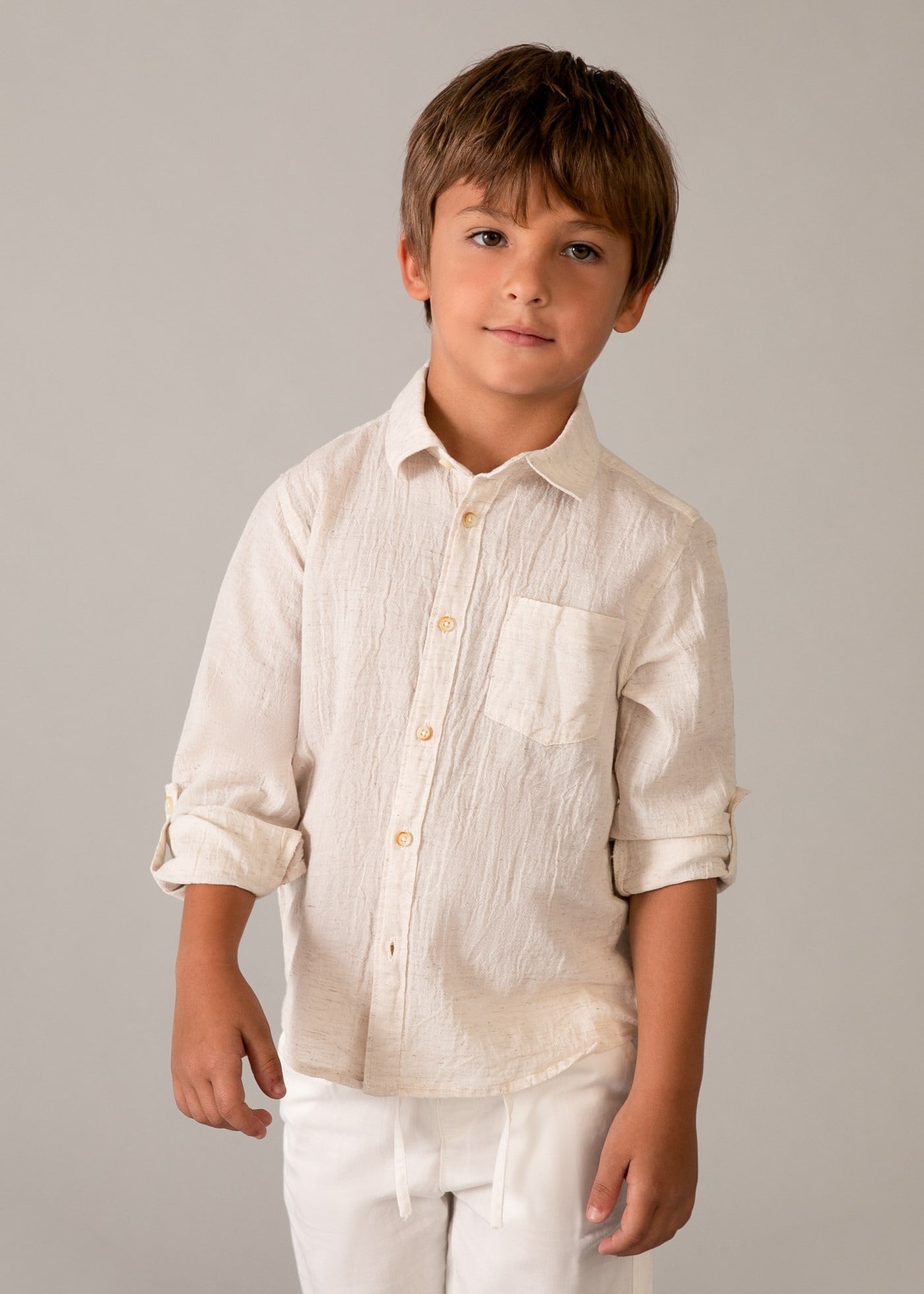 Mayoral Boys' Long-Sleeve Shirt Beige