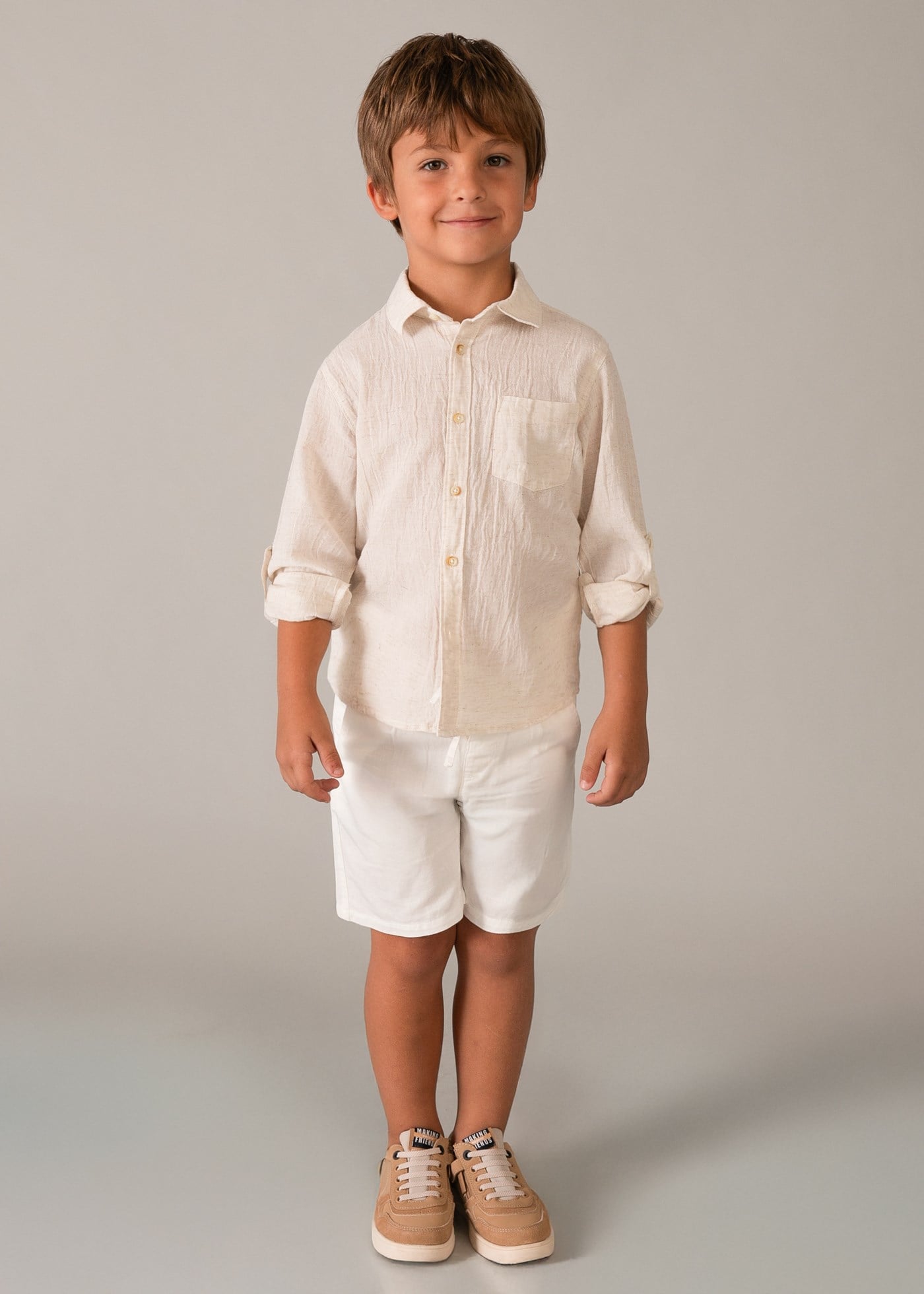 Mayoral Boys' Long-Sleeve Shirt Beige