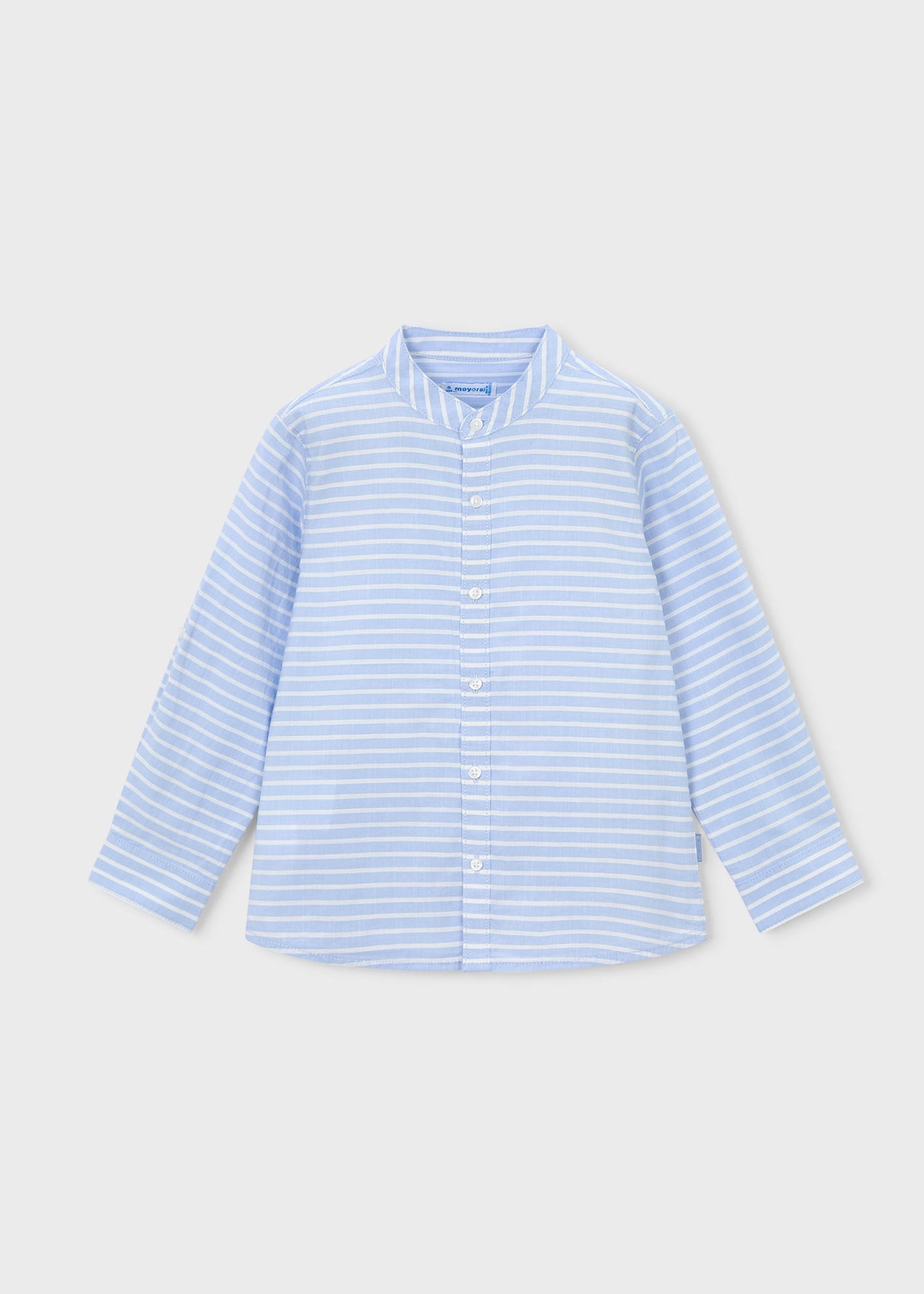 Mayoral Boys' Mandarin Collar Long-Sleeve Shirt Blue