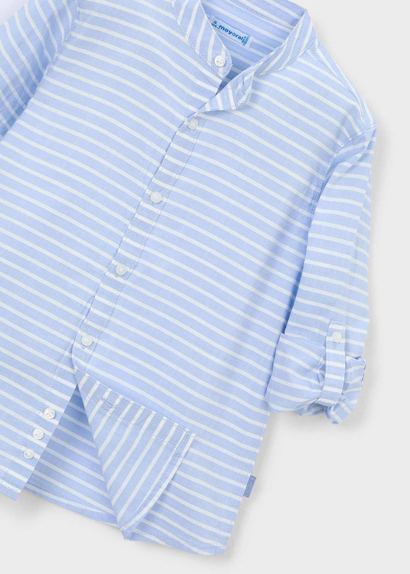 Mayoral Boys' Mandarin Collar Long-Sleeve Shirt Blue