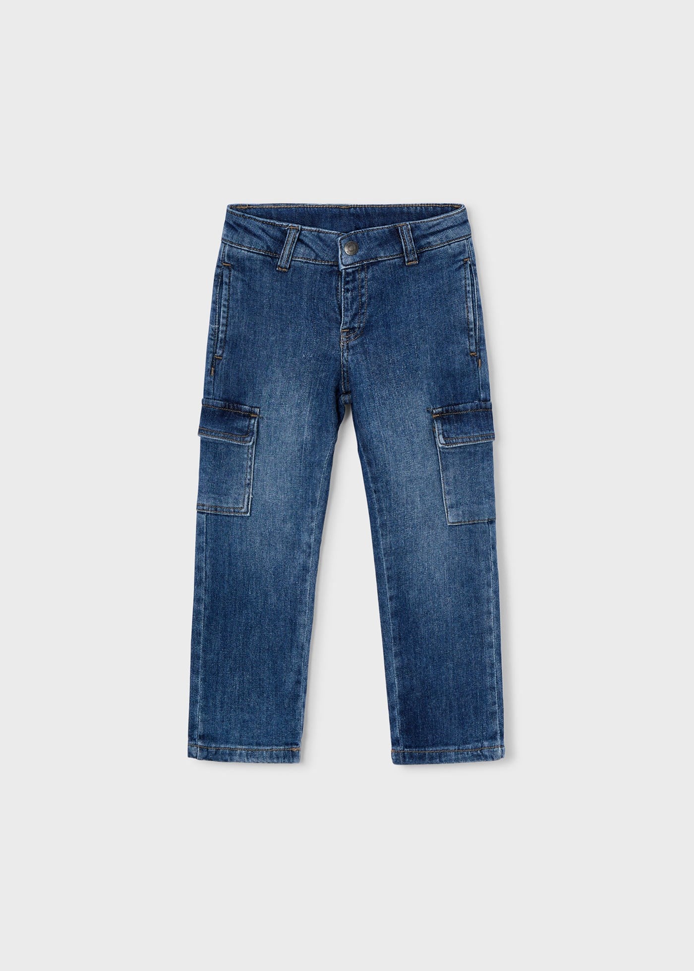 Mayoral Boys' Cargo Pocket Denim Trousers Navy Blue