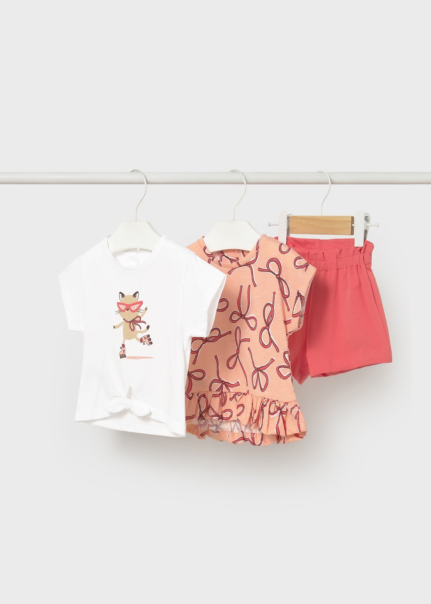 Mayoral Kız Bebek Penye Şort Takım 2 Tshirtlü Pembe