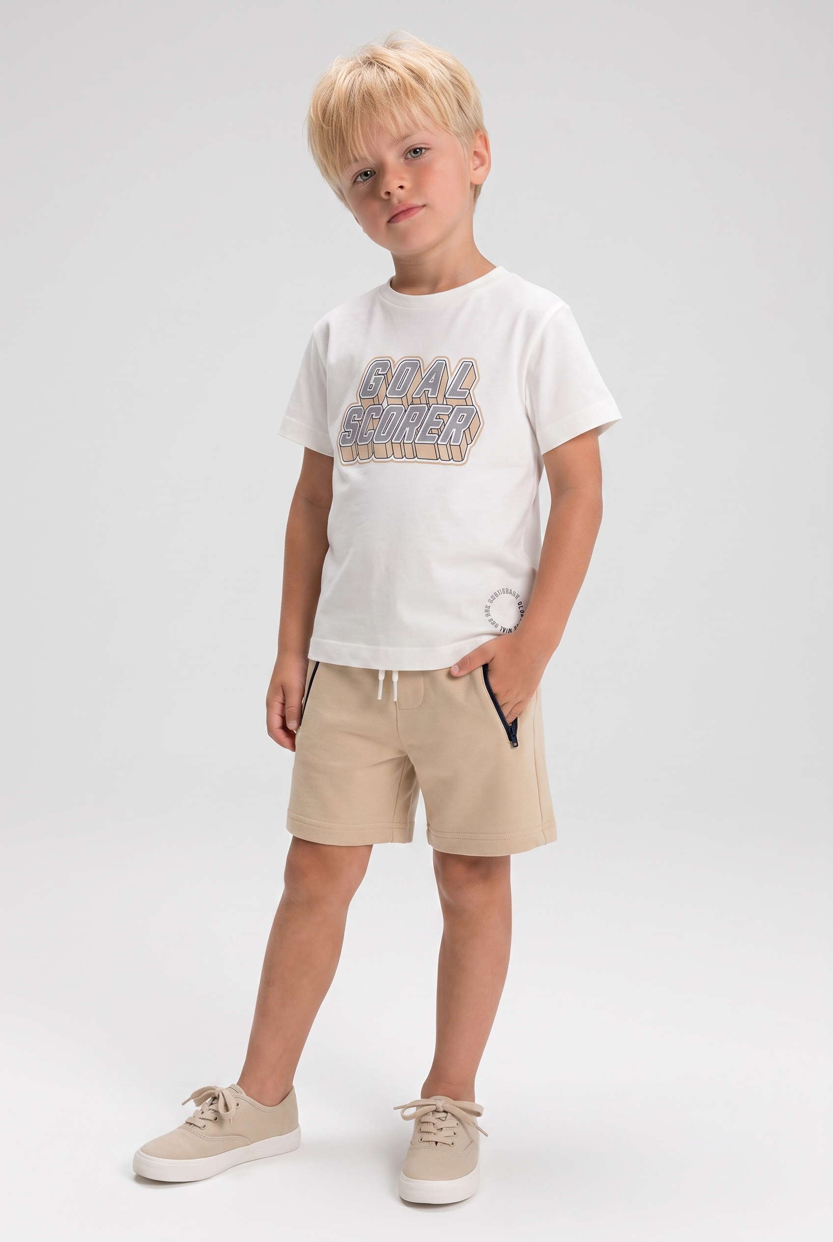 Mayoral Boys' Cotton Shorts Set, Cream