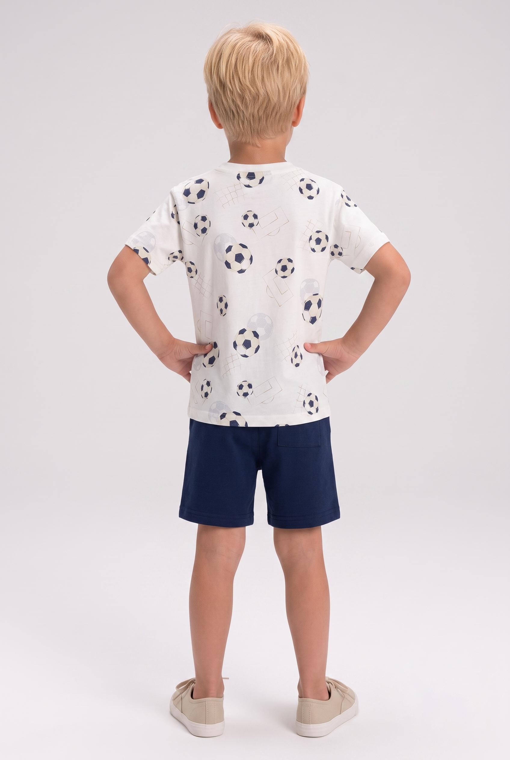 Mayoral Boys' Printed Cotton Shorts Set Navy Blue
