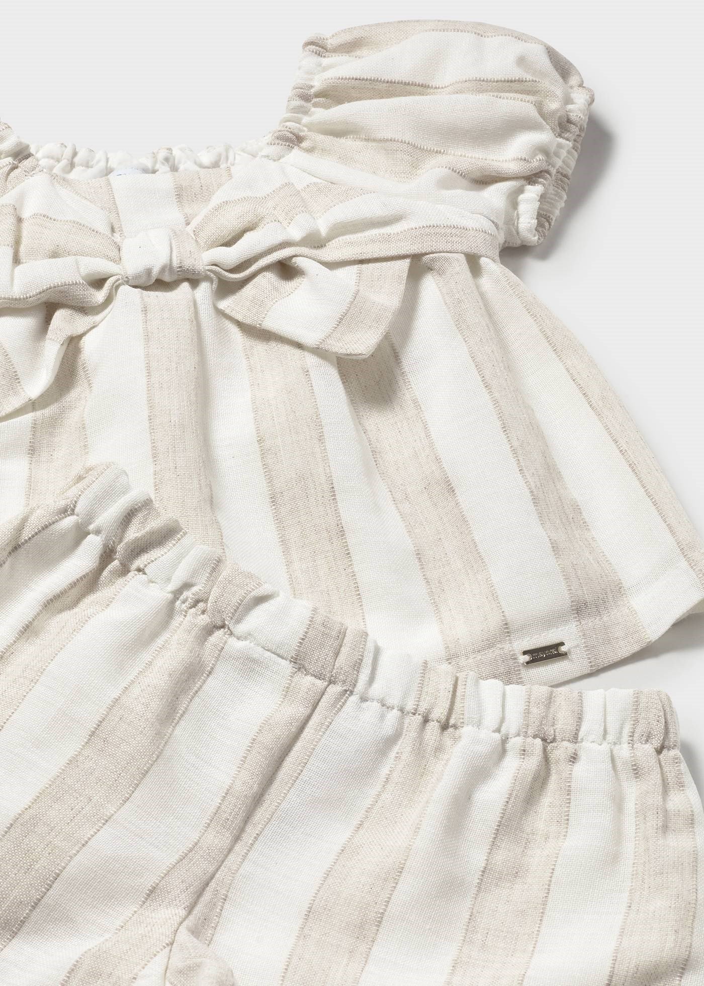 Mayoral Baby Girl Linen Shorts Set Beige