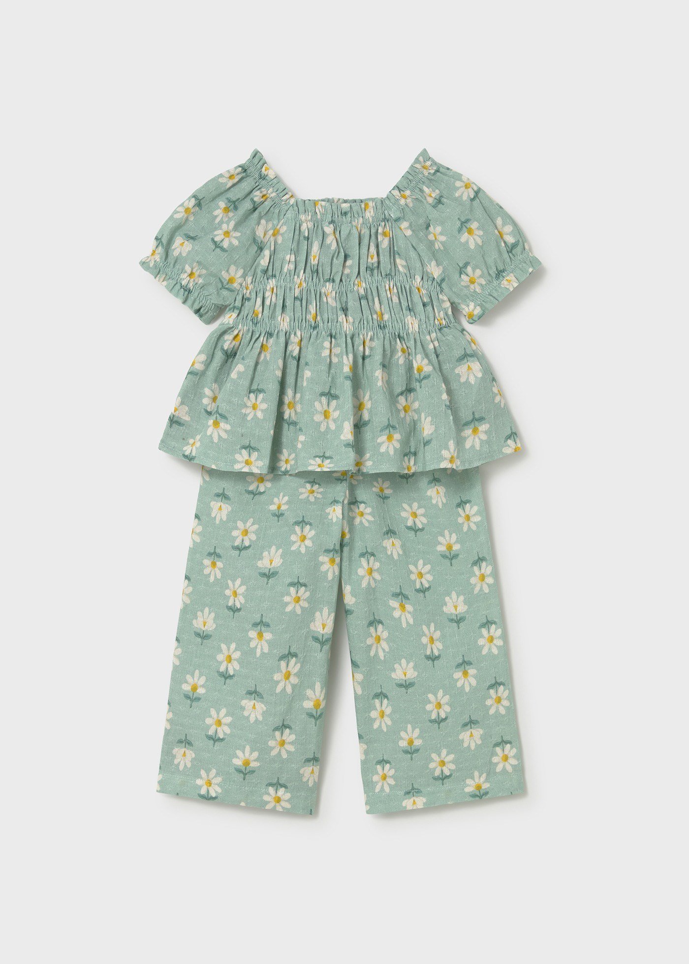 Mayoral Baby Girl Floral Pants Set Green