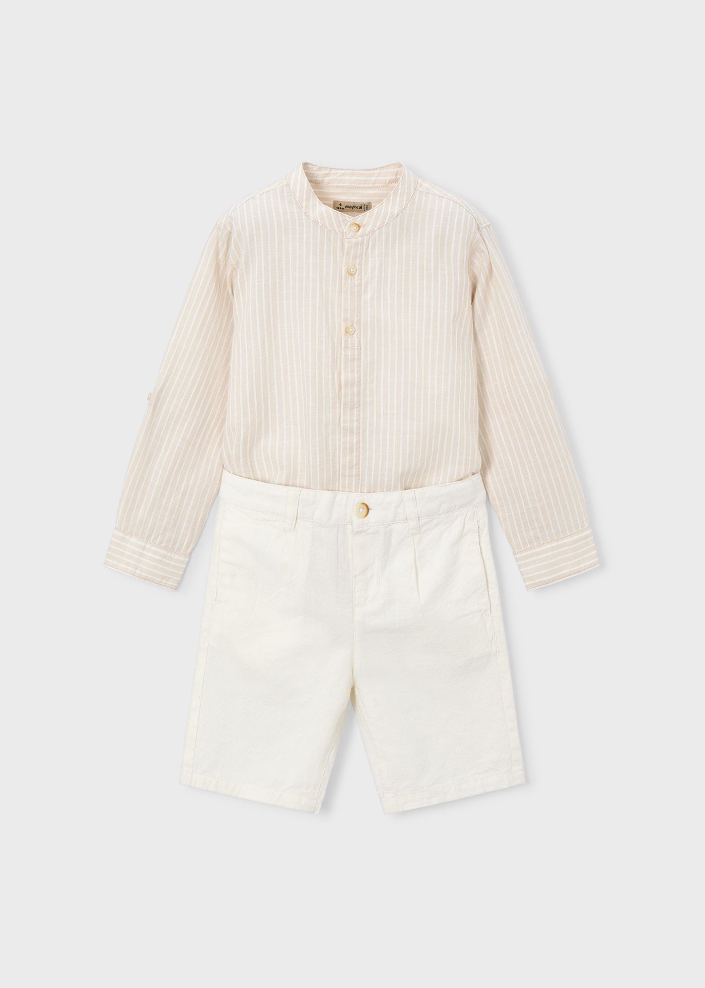 Mayoral Boys' Linen Shorts and Shirt Set, Beige