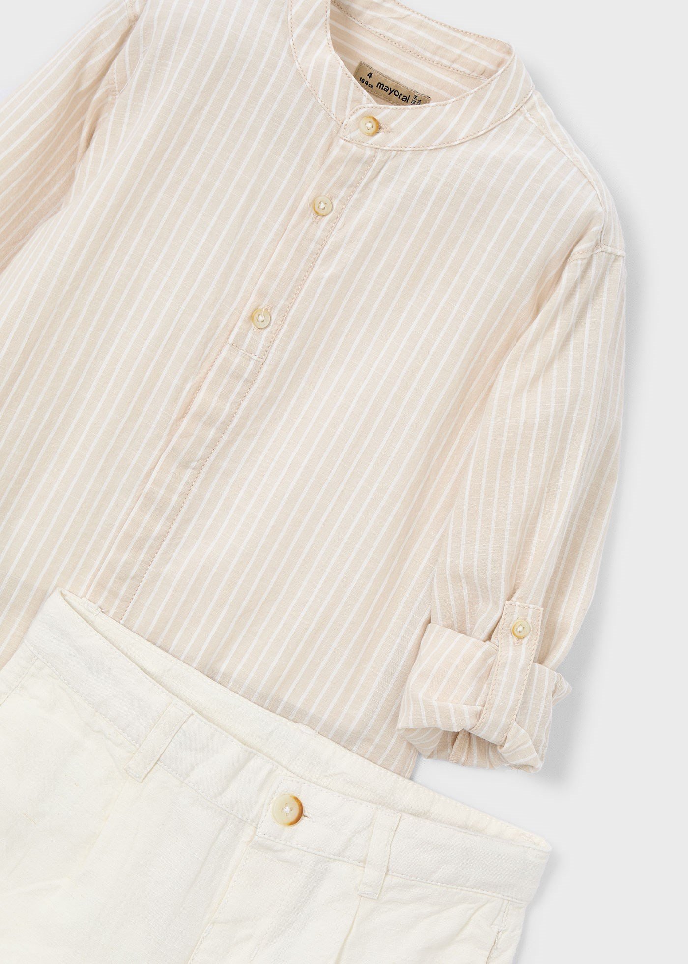 Mayoral Boys' Linen Shorts and Shirt Set, Beige