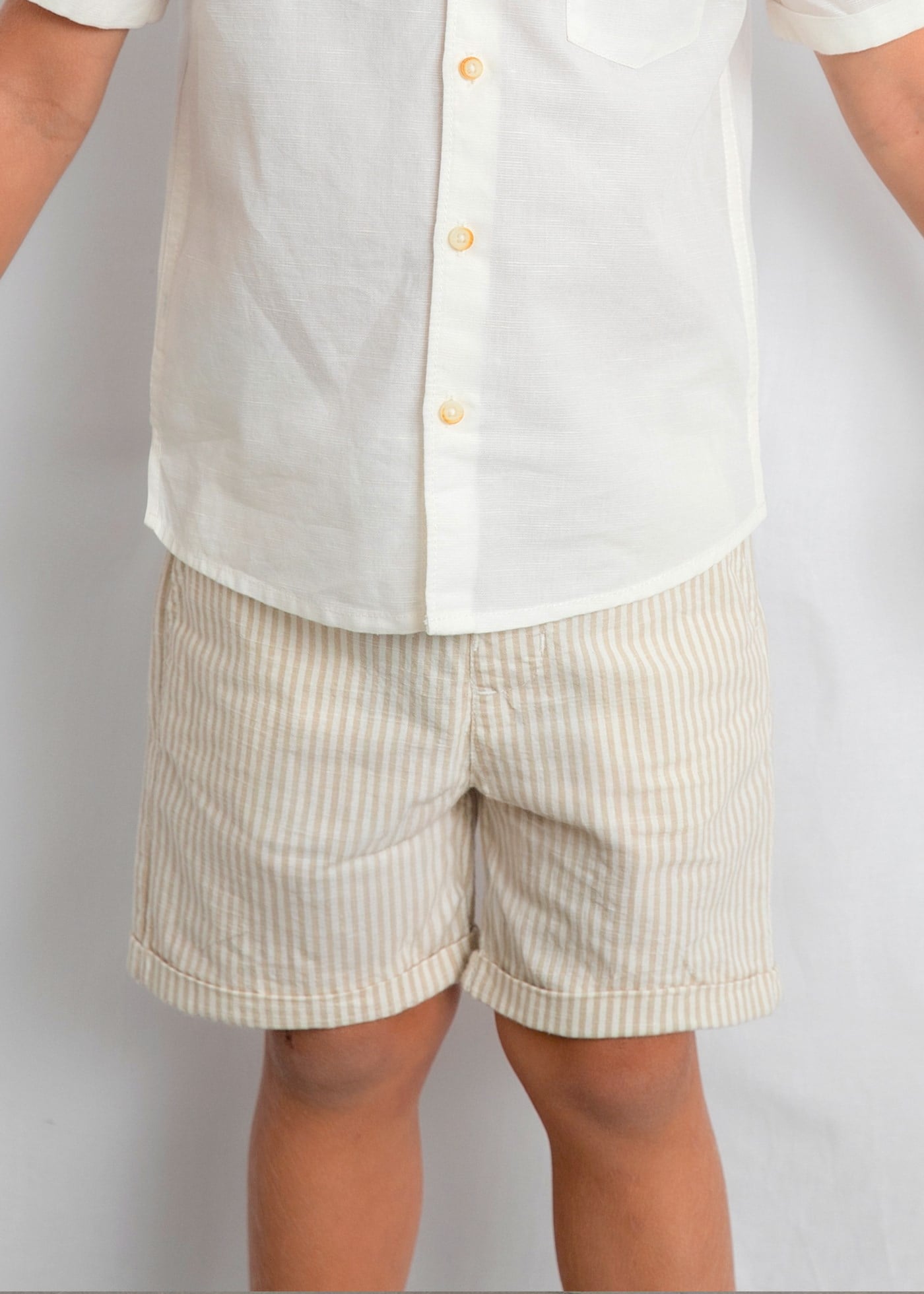Mayoral Boys' Linen Shorts and Shirt Set, Cream