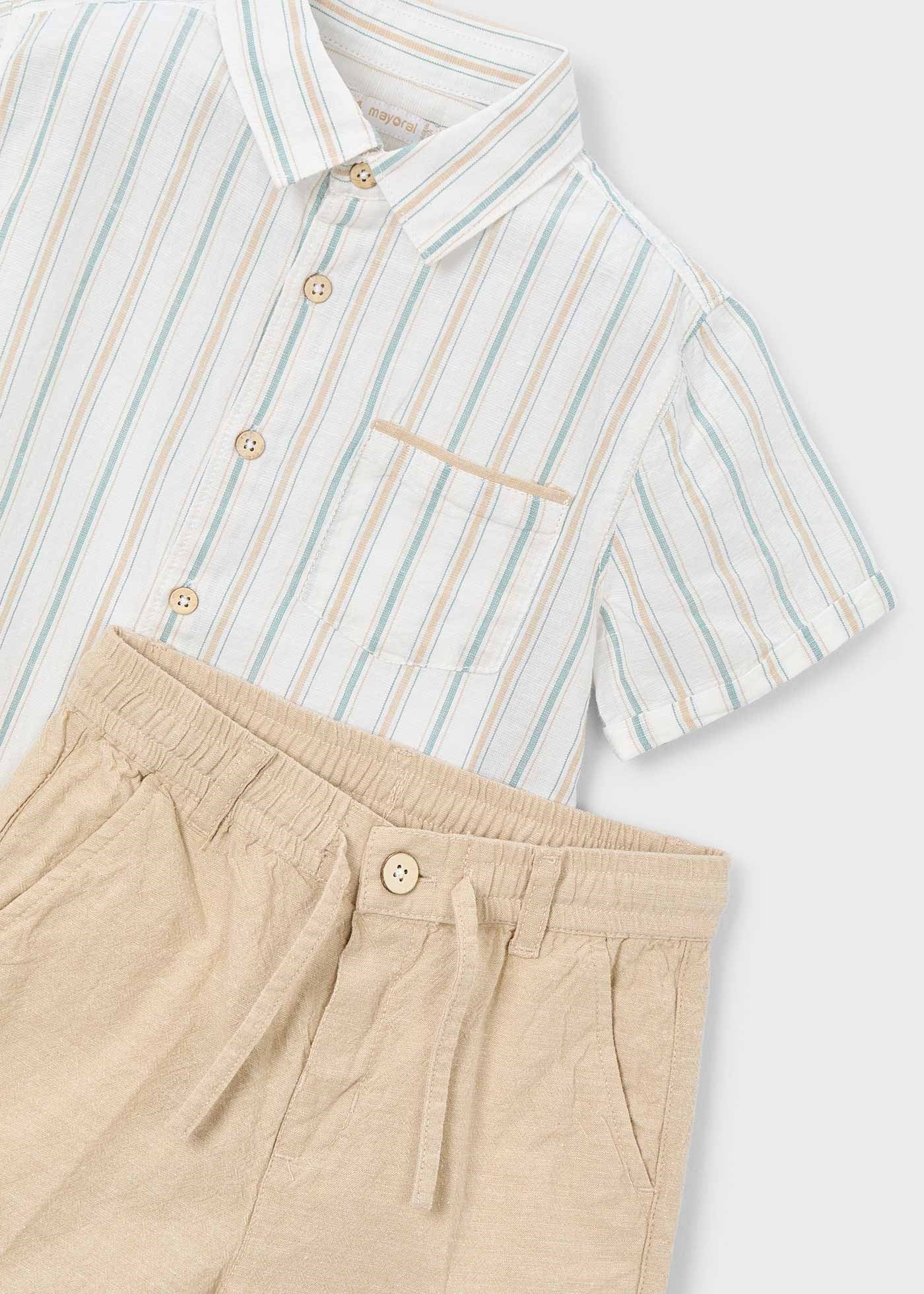 Mayoral Boys' Linen Shorts and Shirt Set, Beige