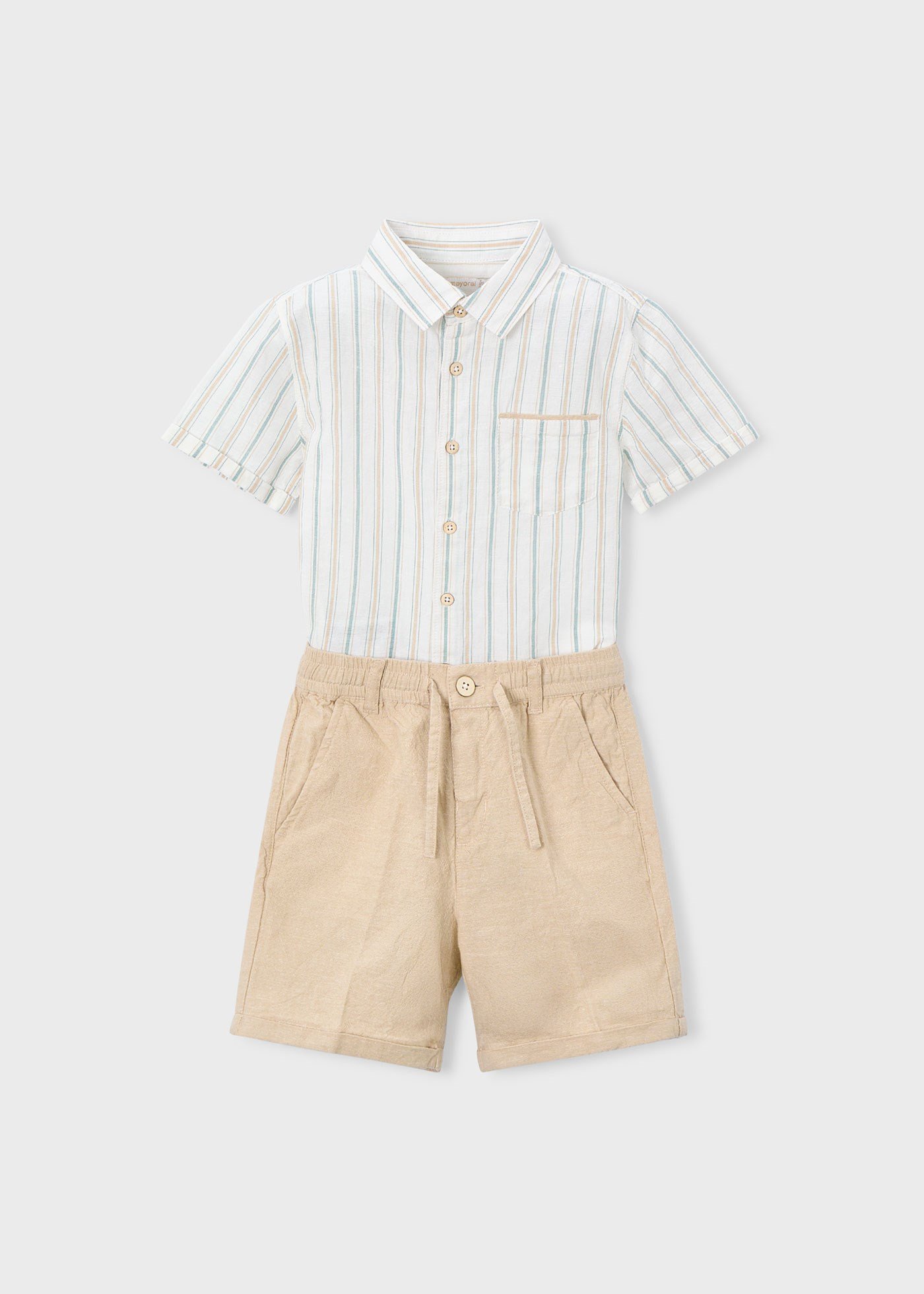 Mayoral Boys' Linen Shorts and Shirt Set, Beige