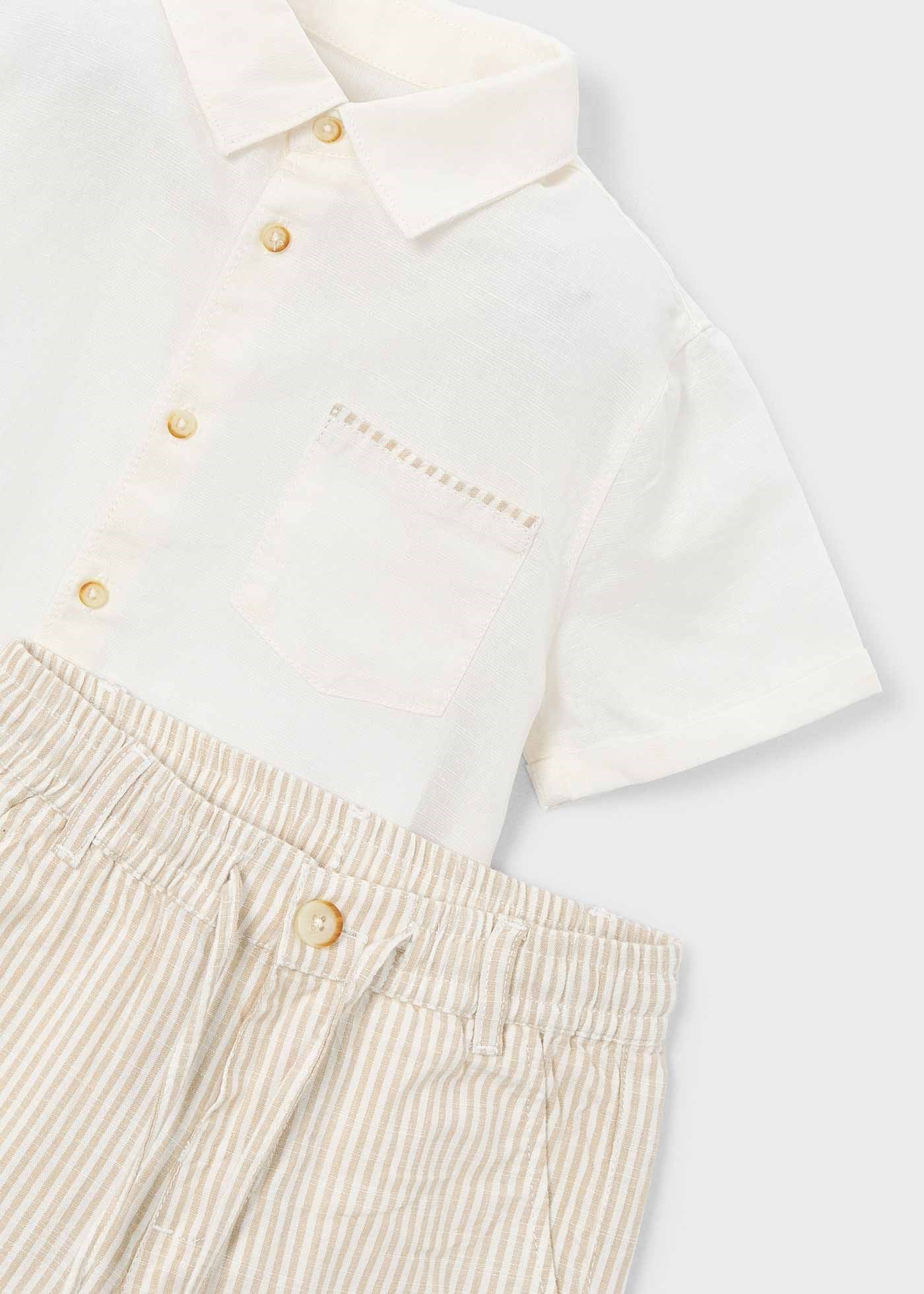 Mayoral Boys' Linen Shorts and Shirt Set, Cream