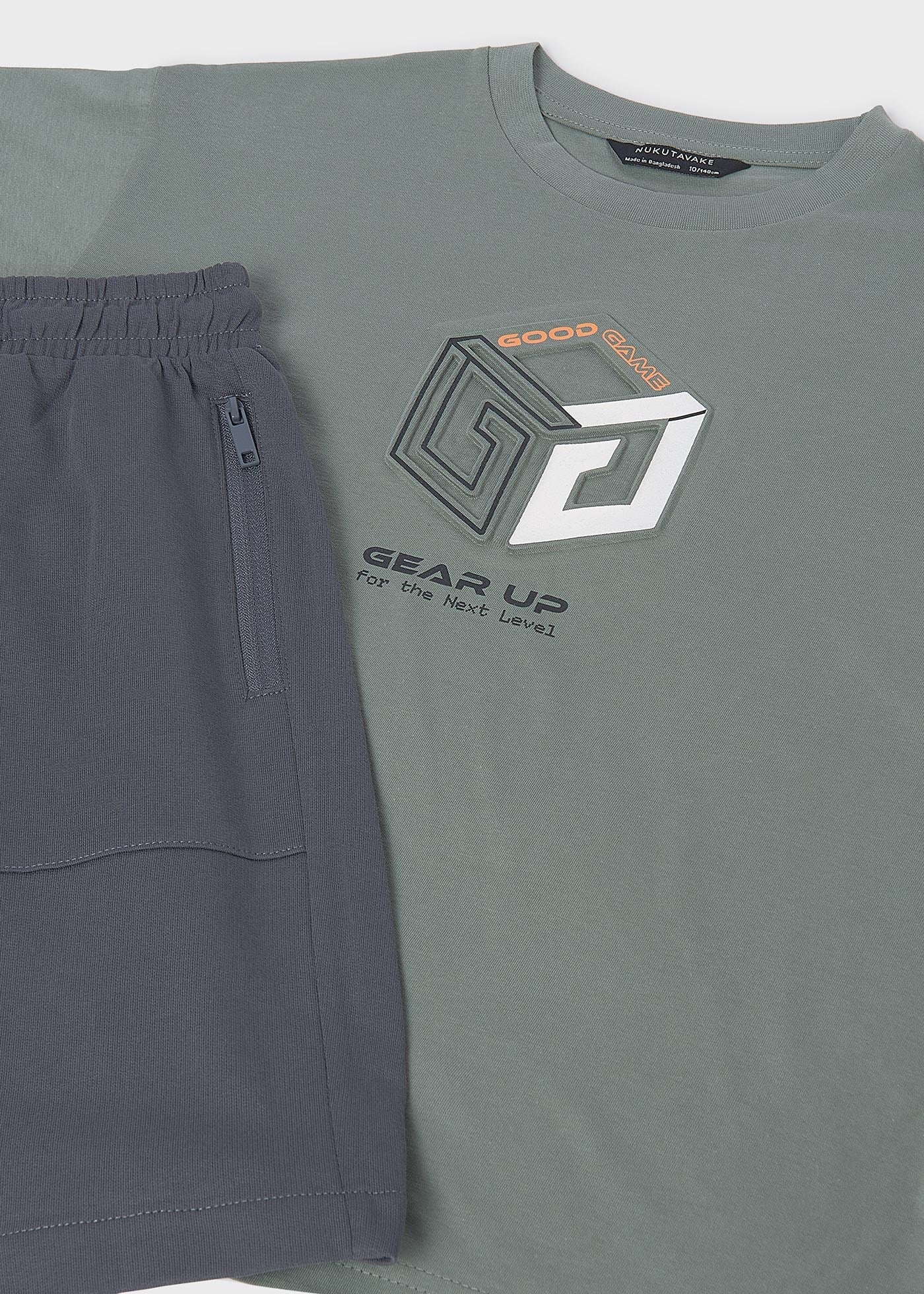 Mayoral Boys' Cotton Shorts and T-shirt Set, Green