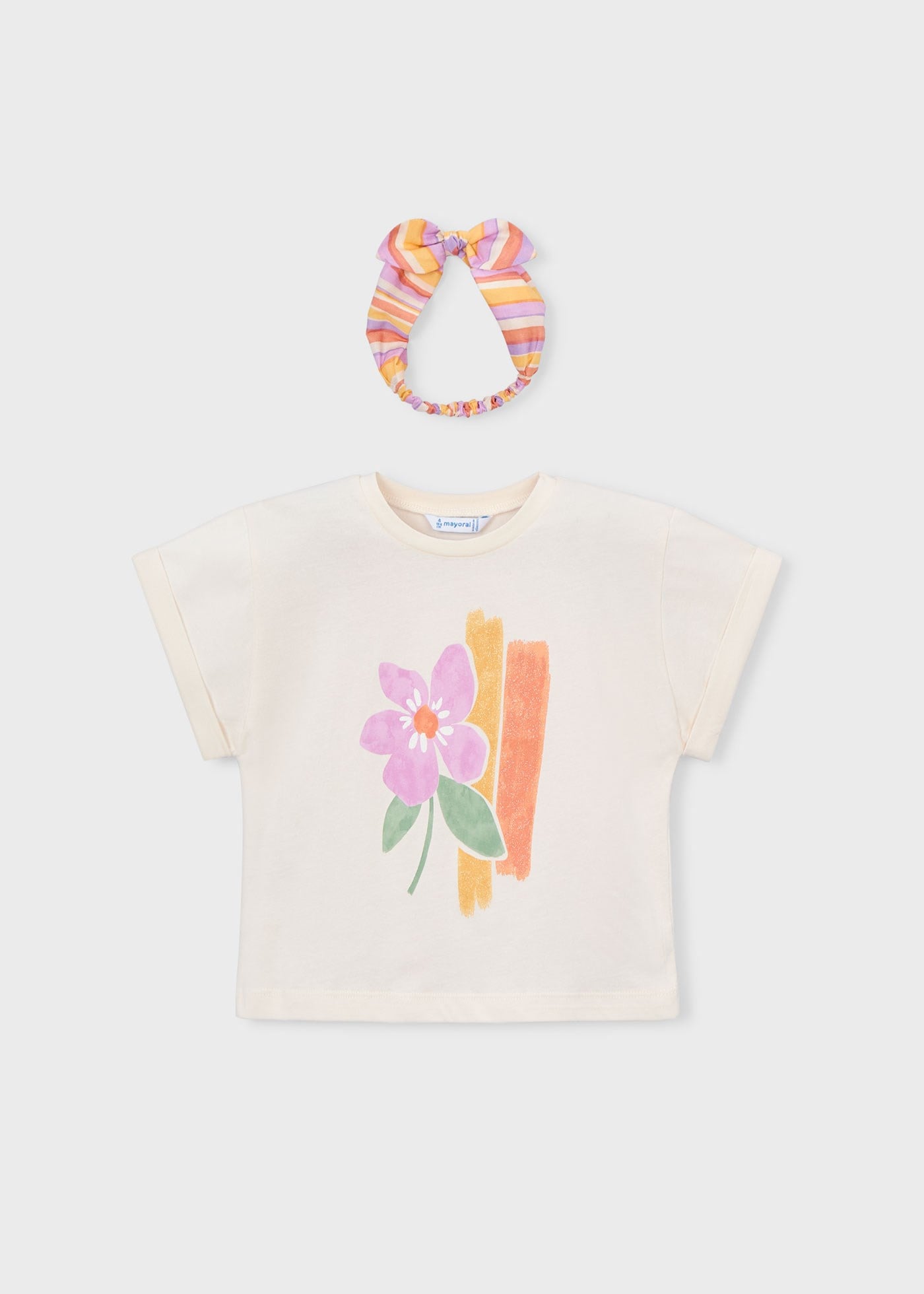 Mayoral Kız Çocuk Saç Bantlı Tshirt Krem