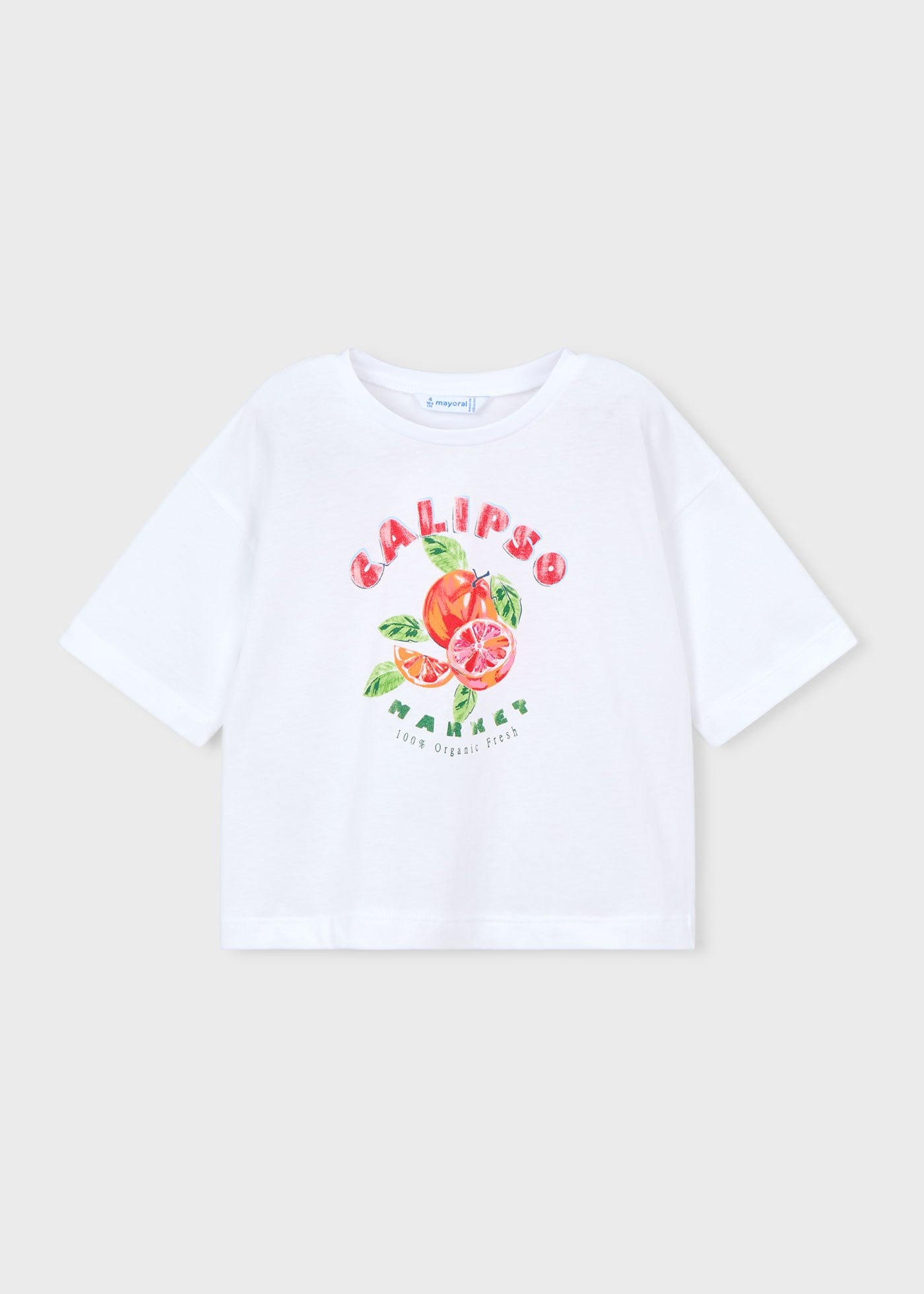 Mayoral Kız Çocuk Oversize Baskılı Tshirt Beyaz