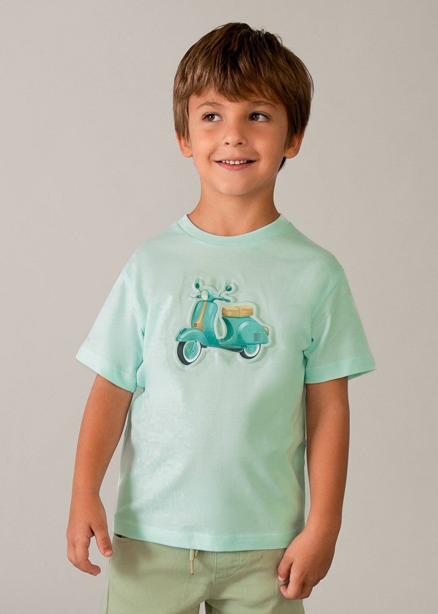 Mayoral Boys' Motorcycle Print T-shirt Green