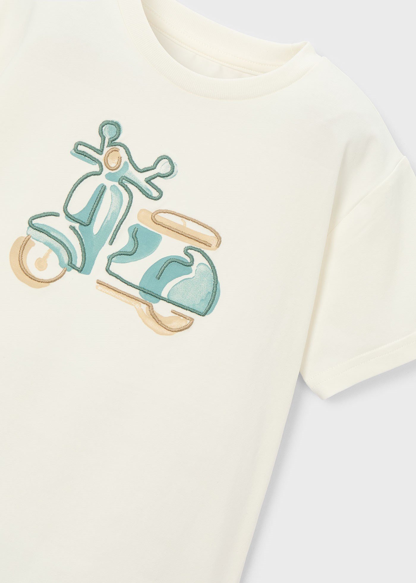 Mayoral Boys' Motorcycle Print T-shirt Cream