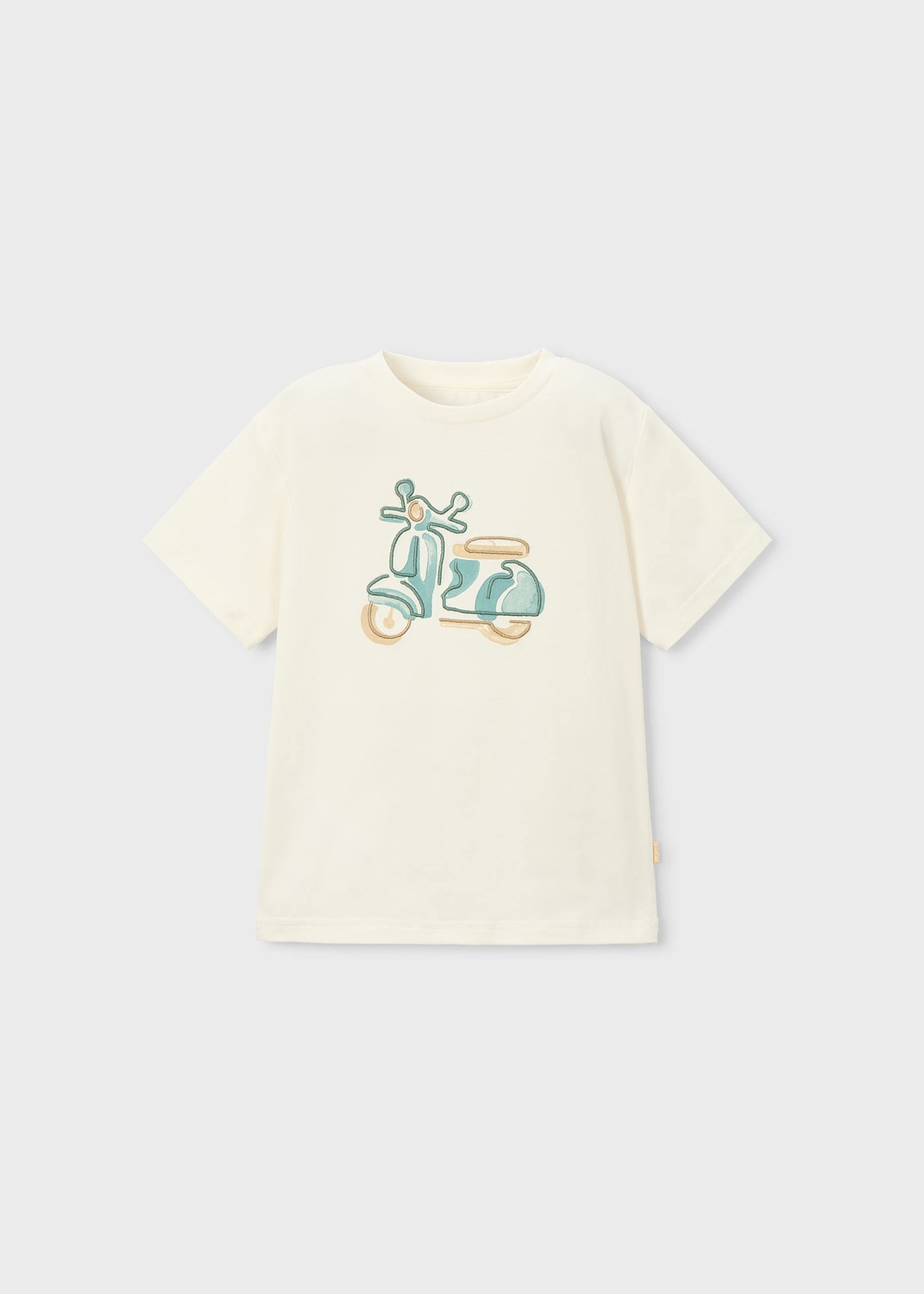 Mayoral Boys' Motorcycle Print T-shirt Cream