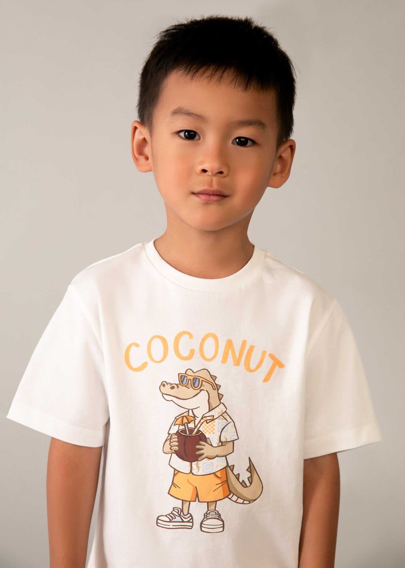 Mayoral Boys' Crocodile T-shirt Cream