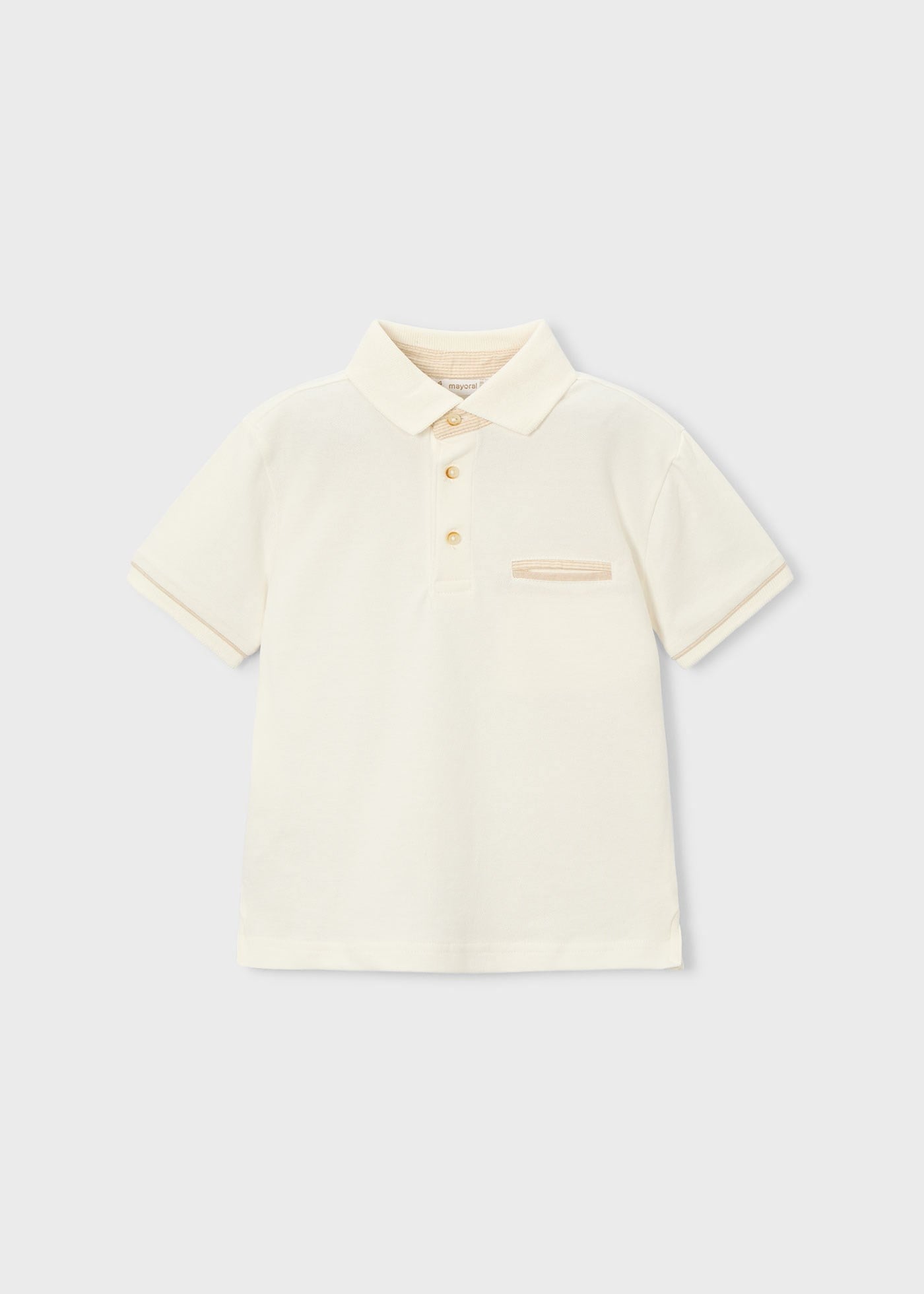 Mayoral Boys' Collared T-shirt Cream